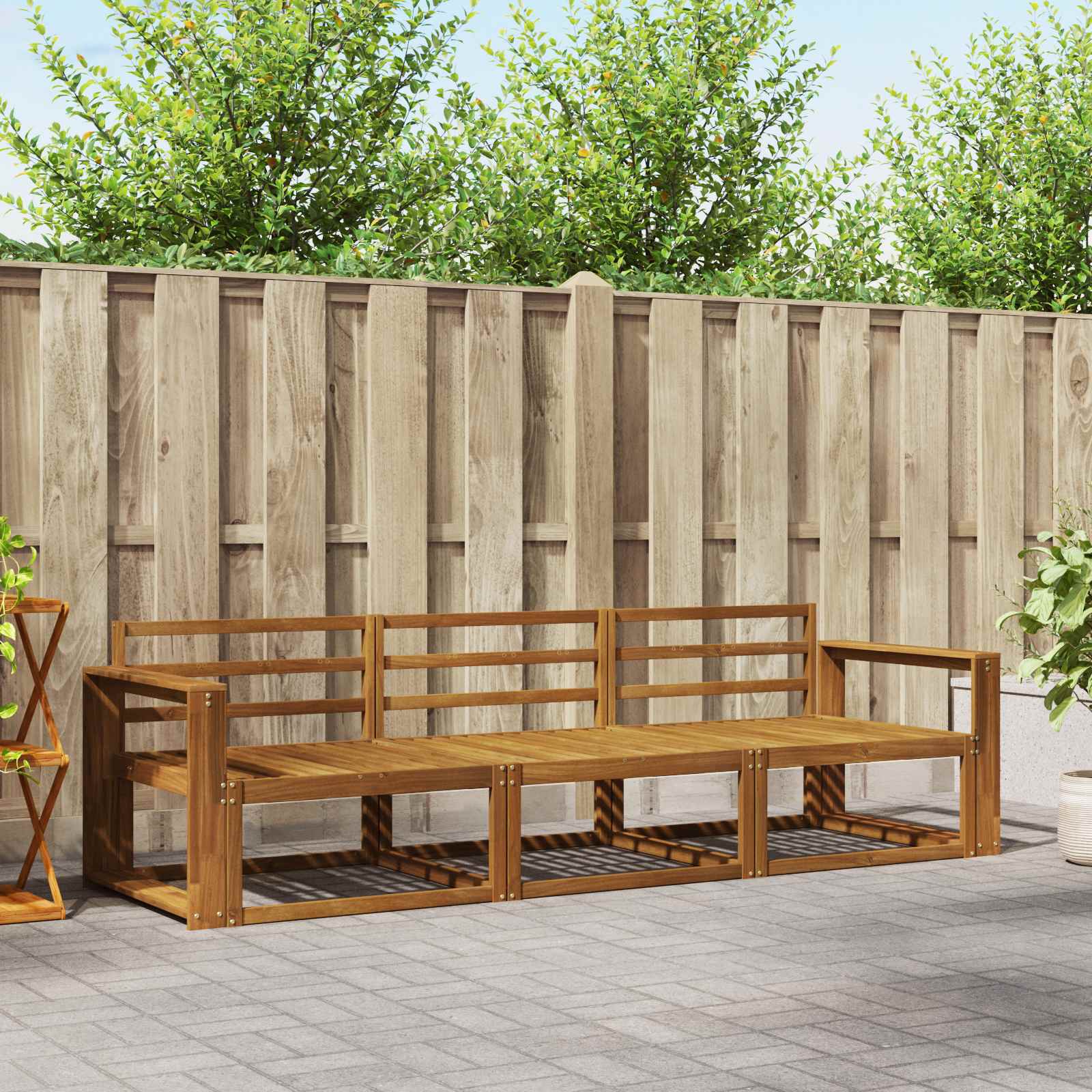 vidaXL Buiten bankenset 3 pcs Naturel Massief Acaciahout