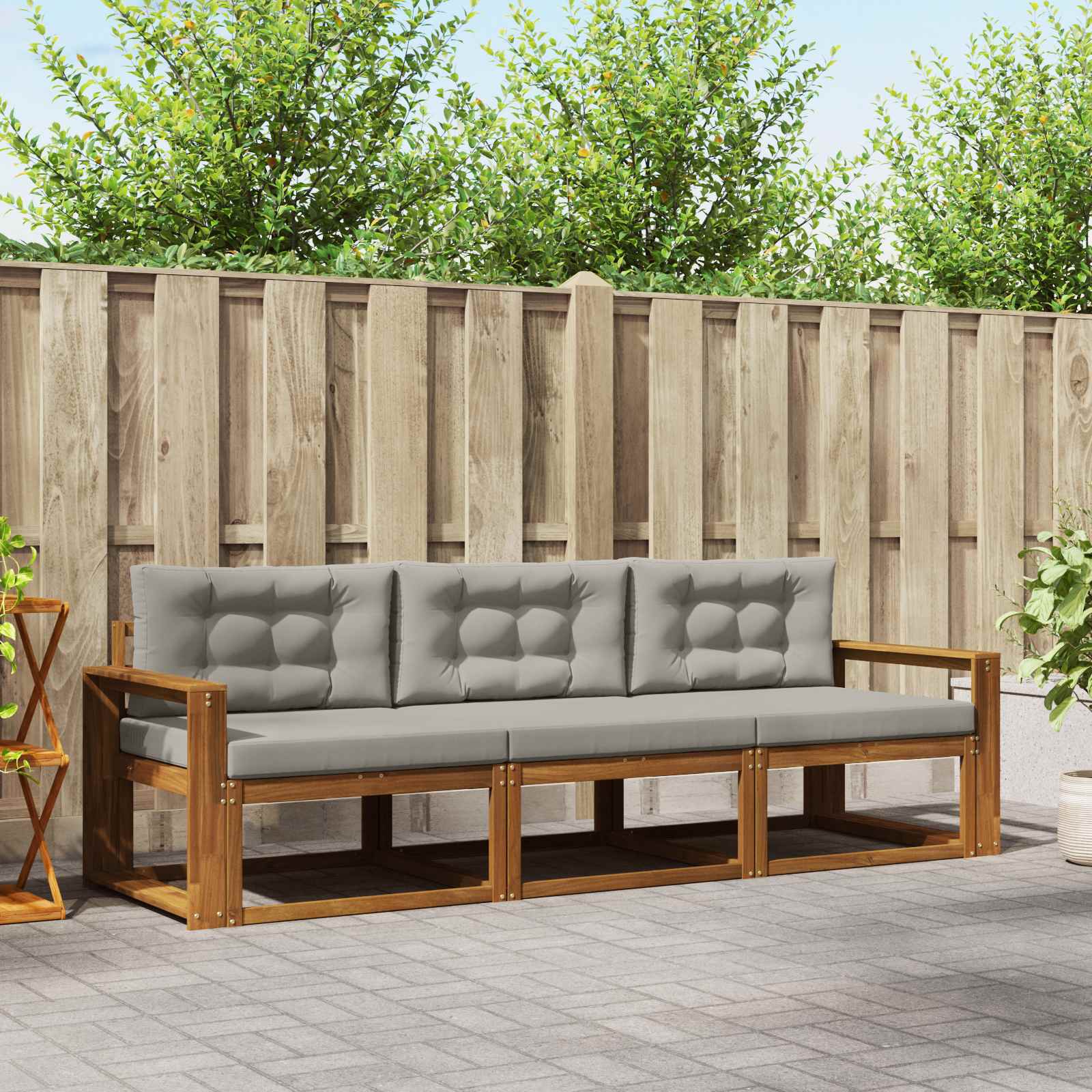 vidaXL Buiten bankenset 3 pcs Naturel Massief Acaciahout