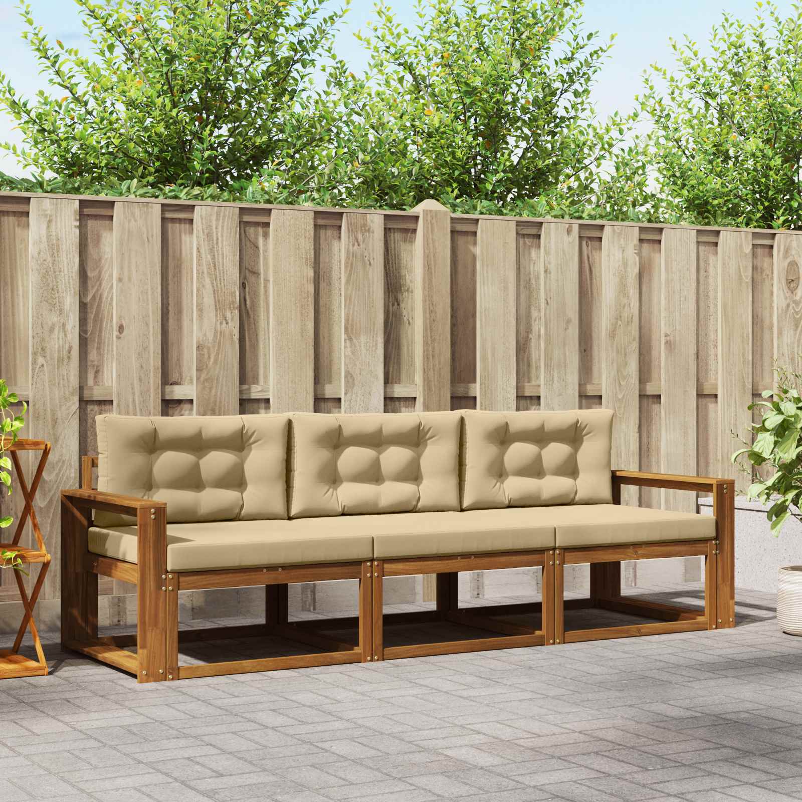 vidaXL Buiten bankenset 3 pcs Naturel Massief Acaciahout