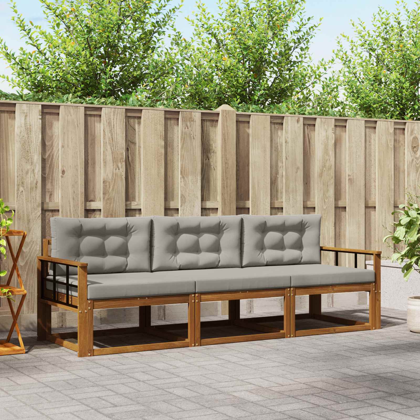 vidaXL Buiten bankenset 3 pcs Naturel Massief Acaciahout