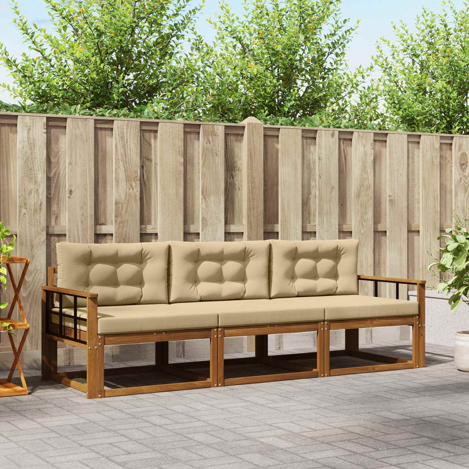 vidaXL Buiten bankenset 3 pcs Naturel Massief Acaciahout
