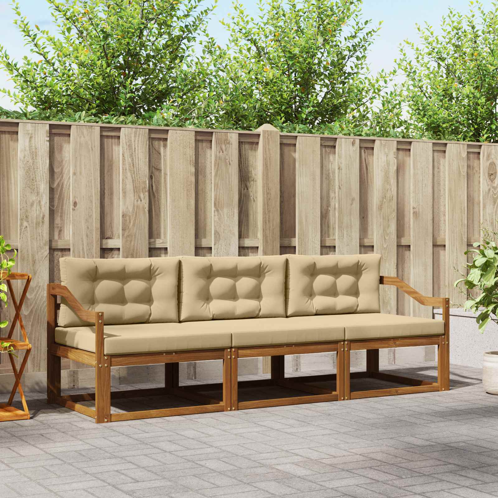 vidaXL Buiten bankenset 3 pcs Naturel Massief Acaciahout