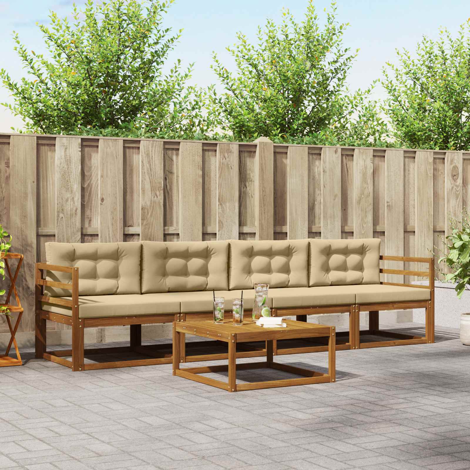 vidaXL Buiten bankenset 5 pcs Naturel Massief Acaciahout