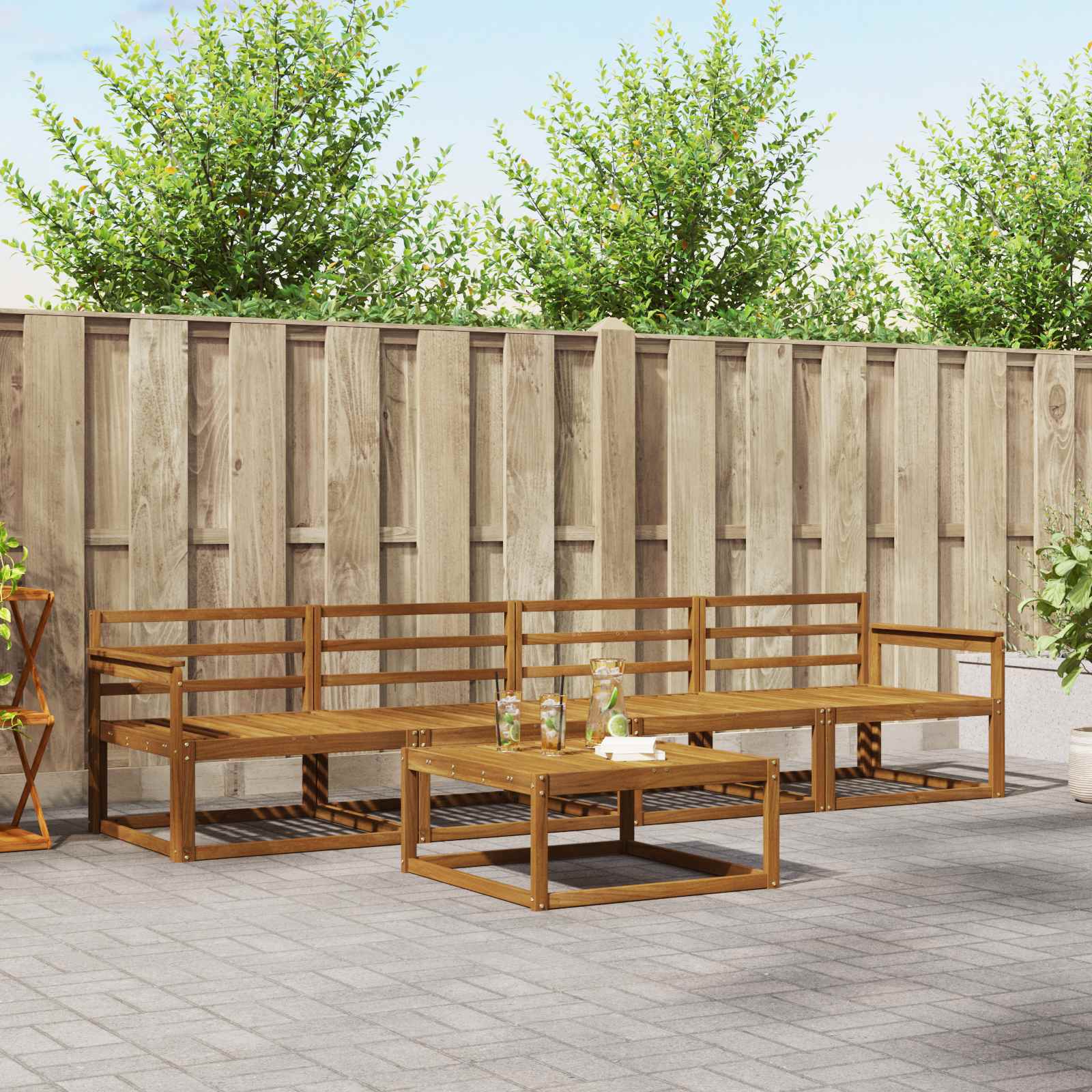 vidaXL Buiten bankenset 5 pcs Naturel Massief Acaciahout