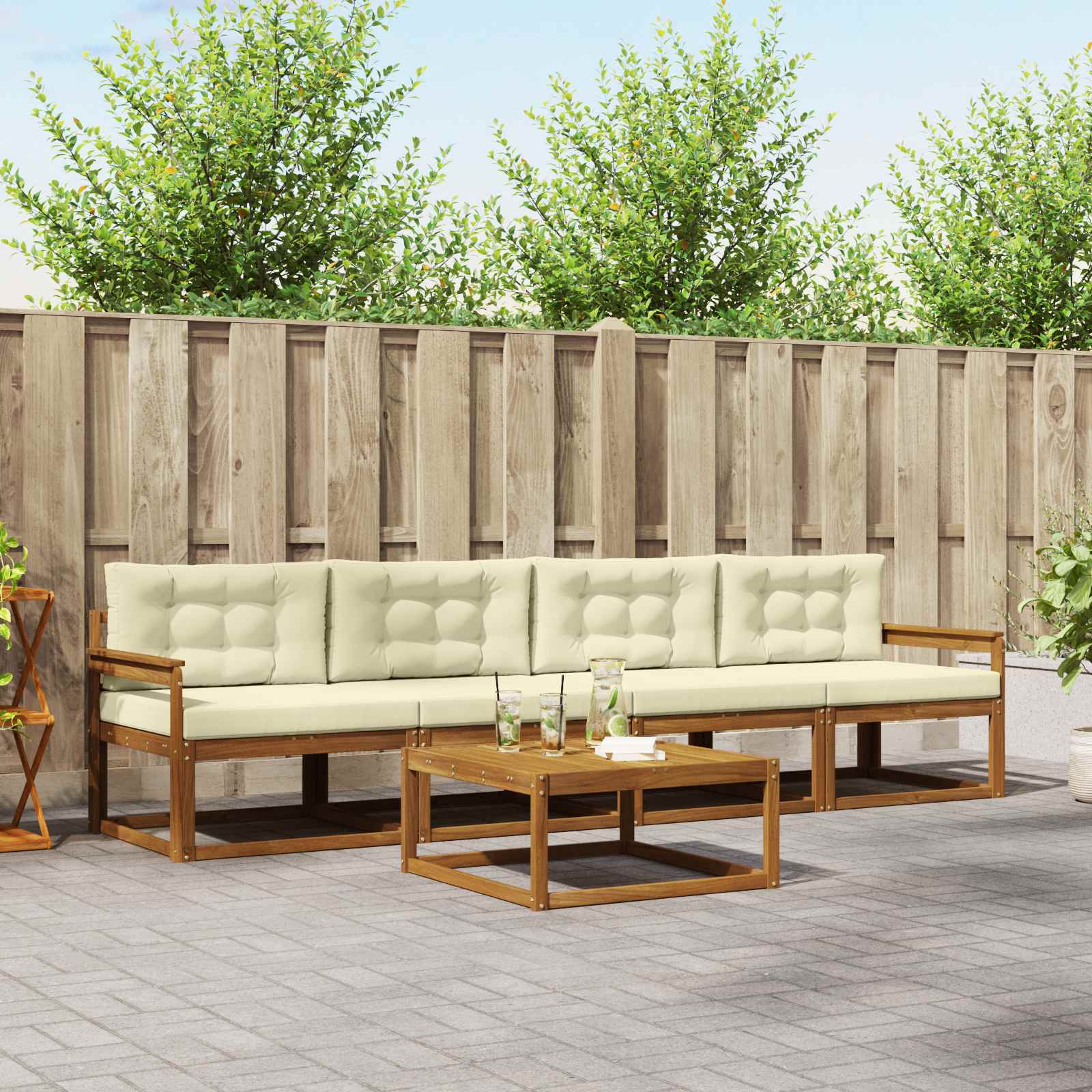 vidaXL Buiten bankenset 5 pcs Naturel Massief Acaciahout