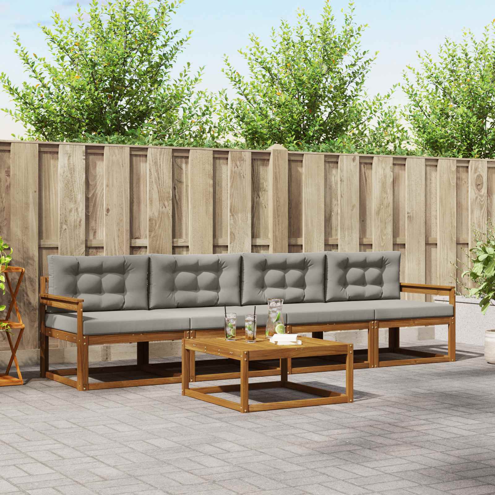 vidaXL Buiten bankenset 5 pcs Naturel Massief Acaciahout