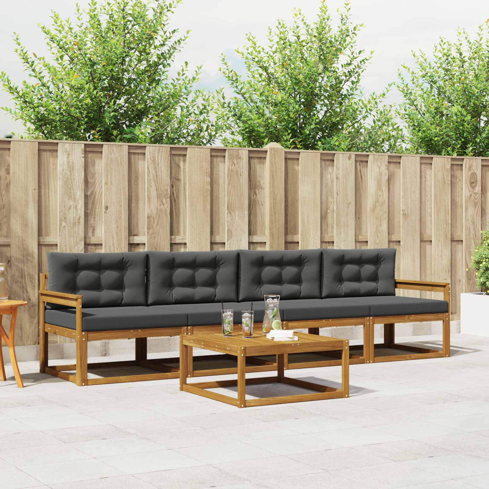 vidaXL Buiten bankenset 5 pcs Naturel Massief Acaciahout