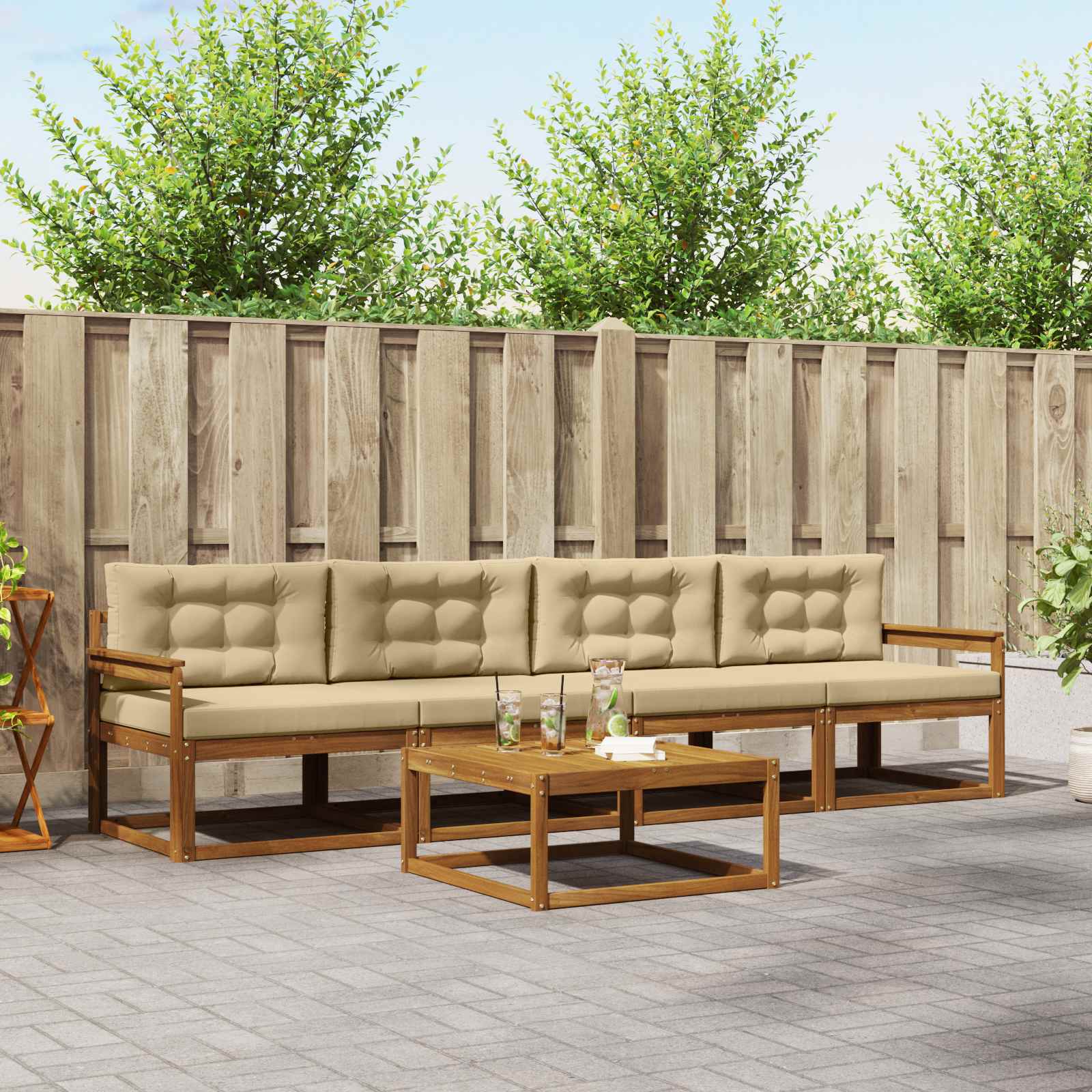 vidaXL Buiten bankenset 5 pcs Naturel Massief Acaciahout