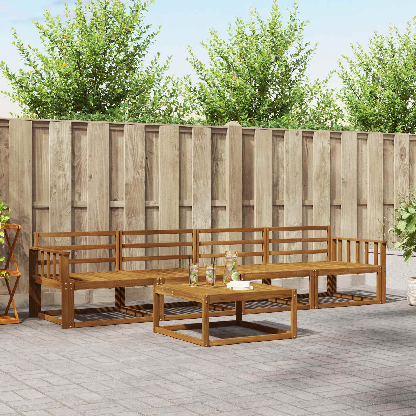 vidaXL Buiten bankenset 5 pcs Naturel Massief Acaciahout