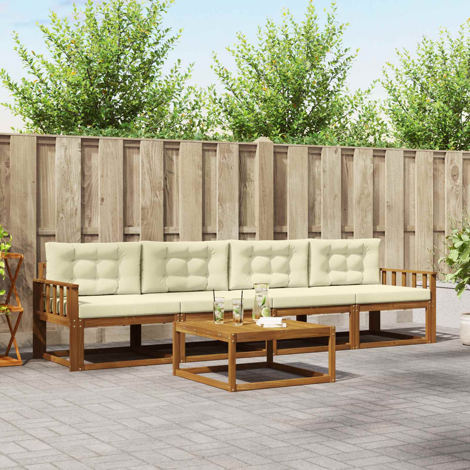vidaXL Buiten bankenset 5 pcs Naturel Massief Acaciahout