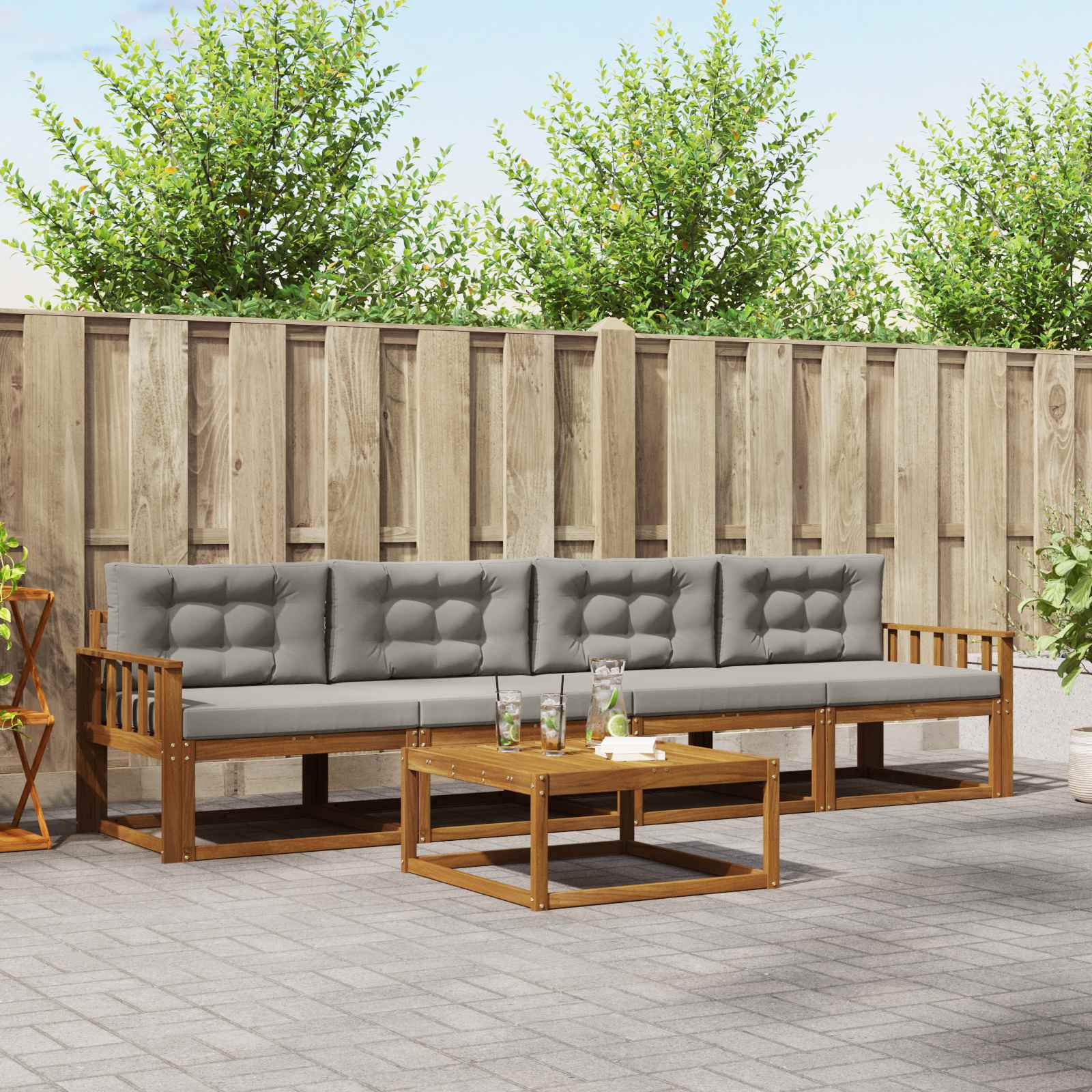 vidaXL Buiten bankenset 5 pcs Naturel Massief Acaciahout