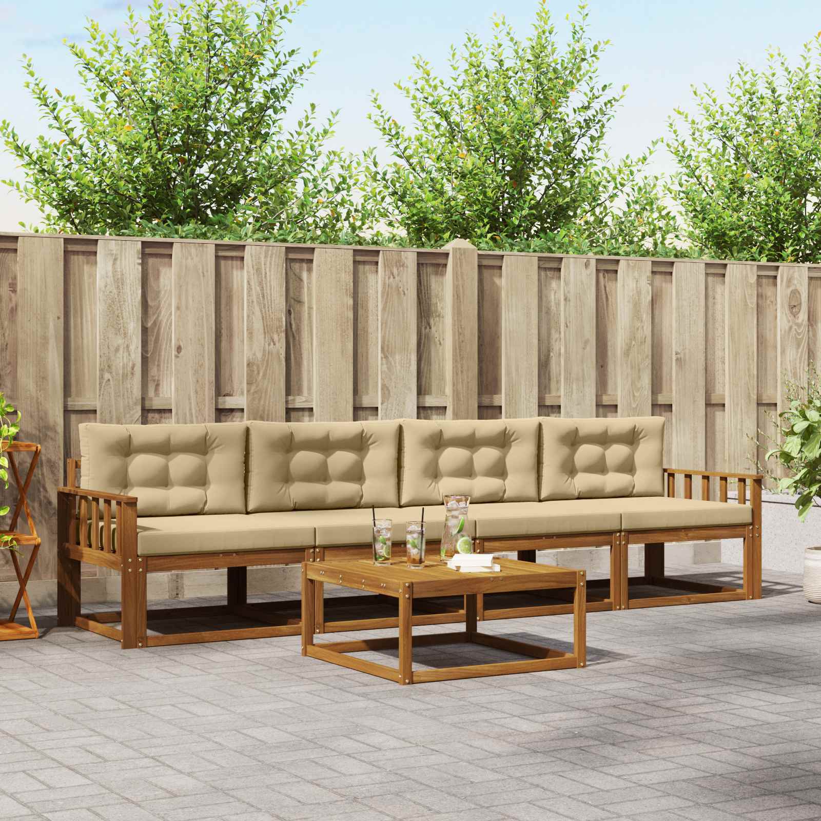 vidaXL Buiten bankenset 5 pcs Naturel Massief Acaciahout