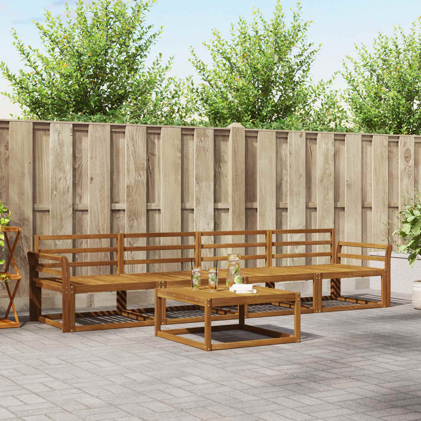 vidaXL Buiten bankenset 5 pcs Naturel Massief Acaciahout