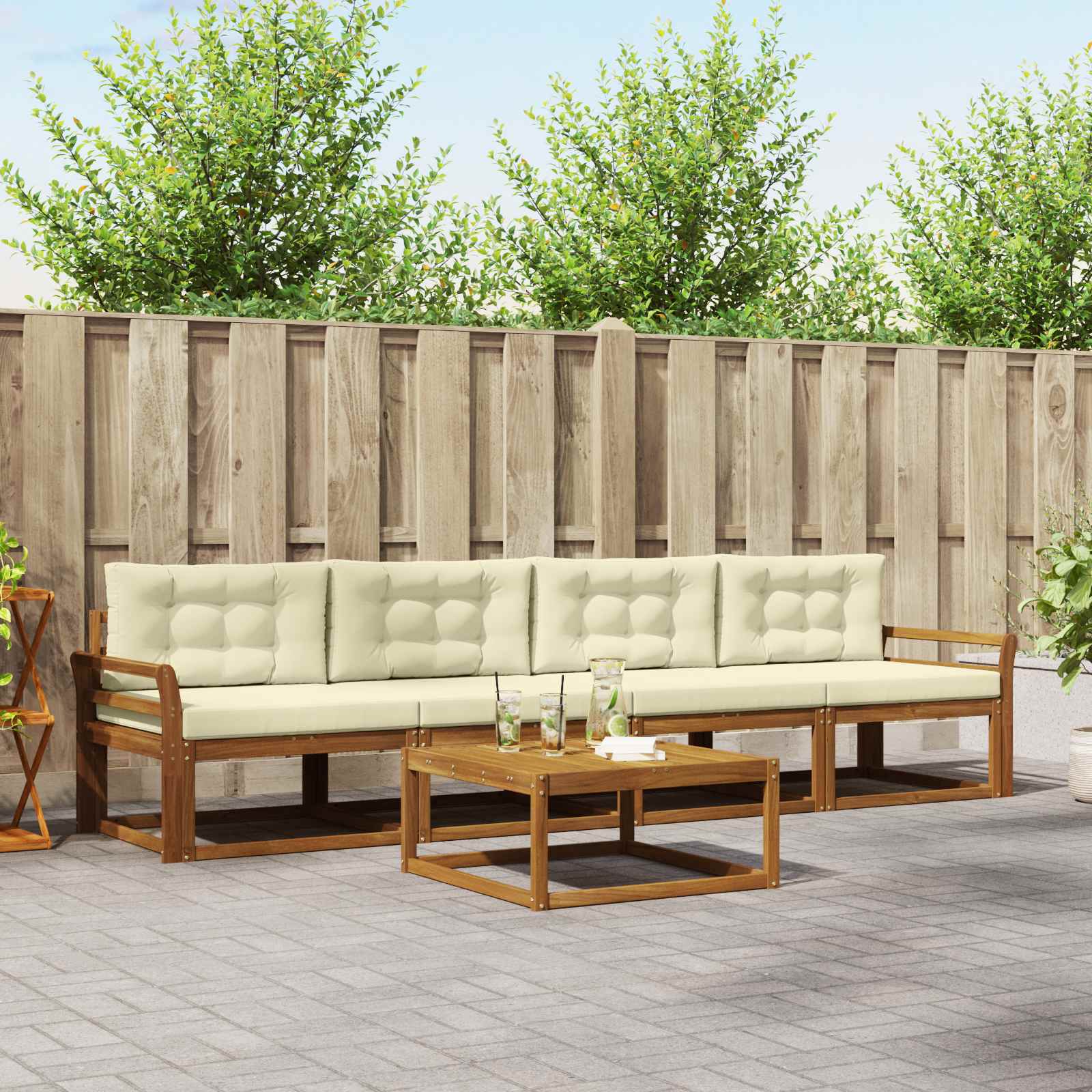 vidaXL Buiten bankenset 5 pcs Naturel Massief Acaciahout