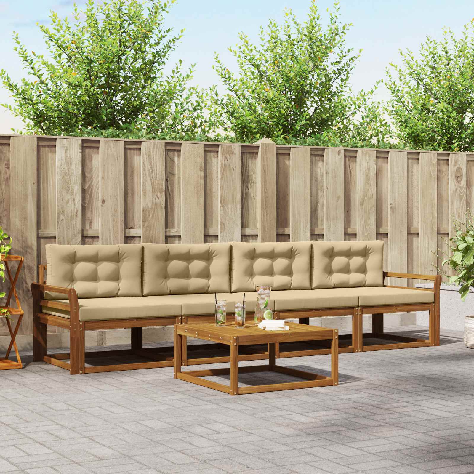 vidaXL Buiten bankenset 5 pcs Naturel Massief Acaciahout