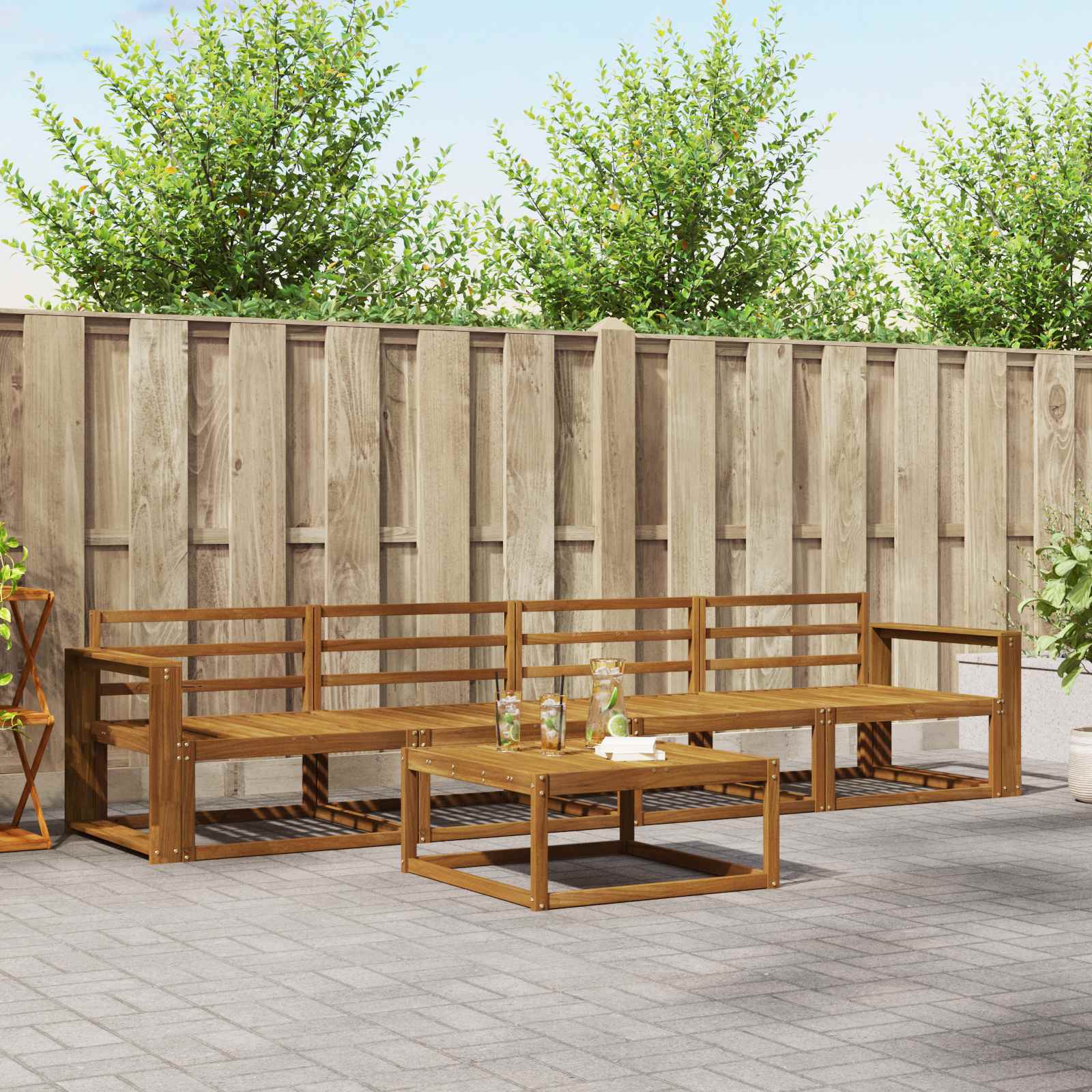 vidaXL Buiten bankenset 5 pcs Naturel Massief Acaciahout