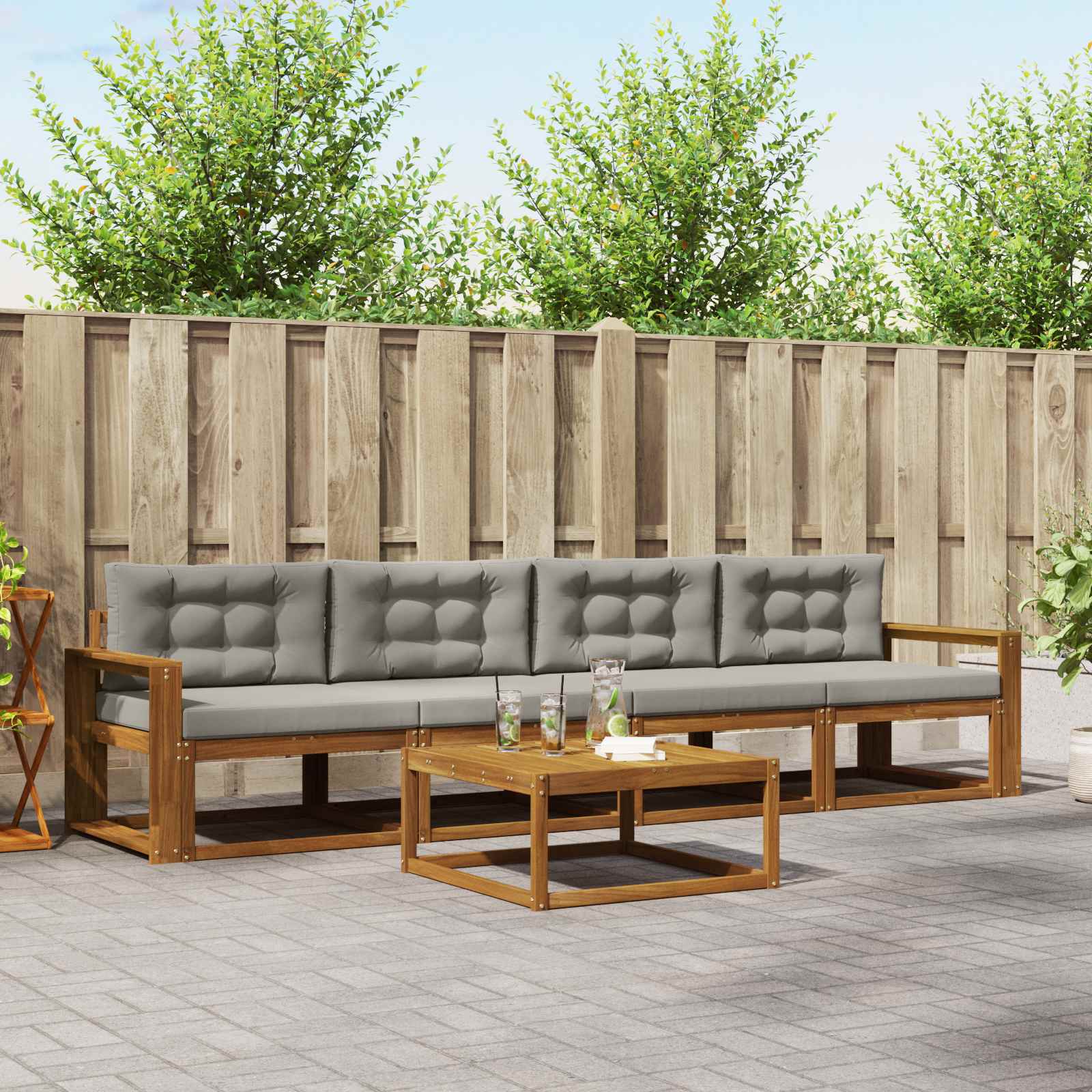 vidaXL Buiten bankenset 5 pcs Naturel Massief Acaciahout