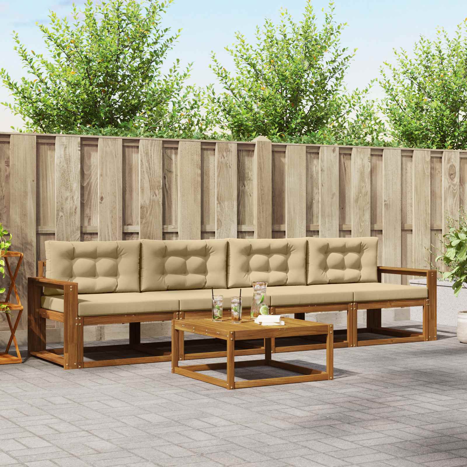 vidaXL Buiten bankenset 5 pcs Naturel Massief Acaciahout