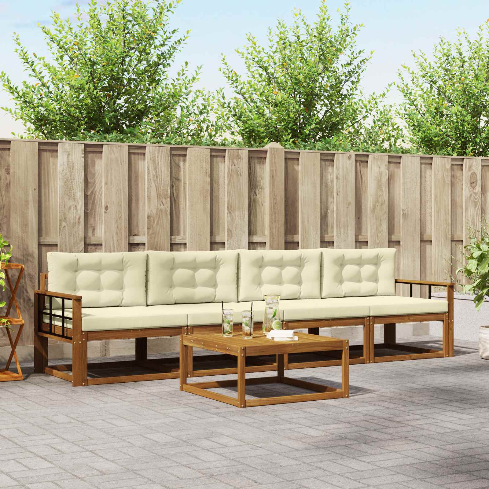 vidaXL Buiten bankenset 5 pcs Naturel Massief Acaciahout
