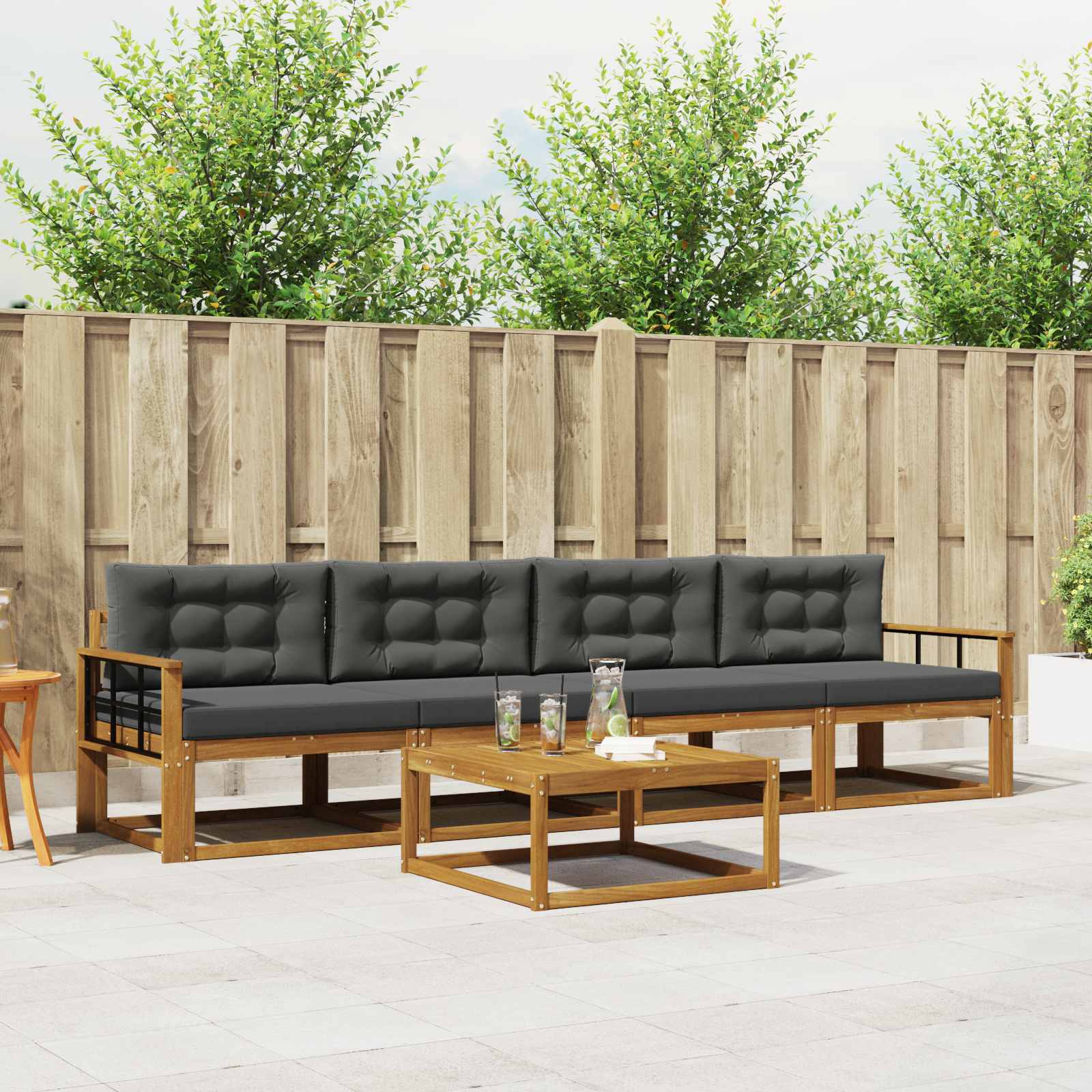 vidaXL Buiten bankenset 5 pcs Naturel Massief Acaciahout