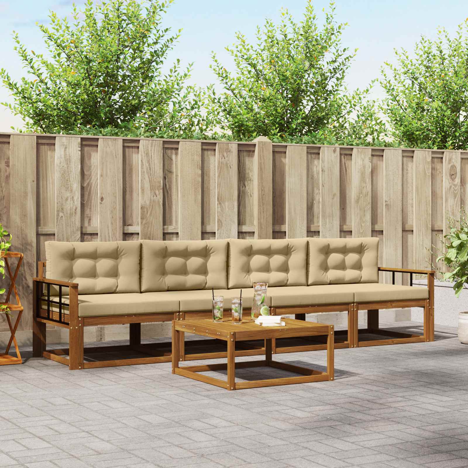 vidaXL Buiten bankenset 5 pcs Naturel Massief Acaciahout