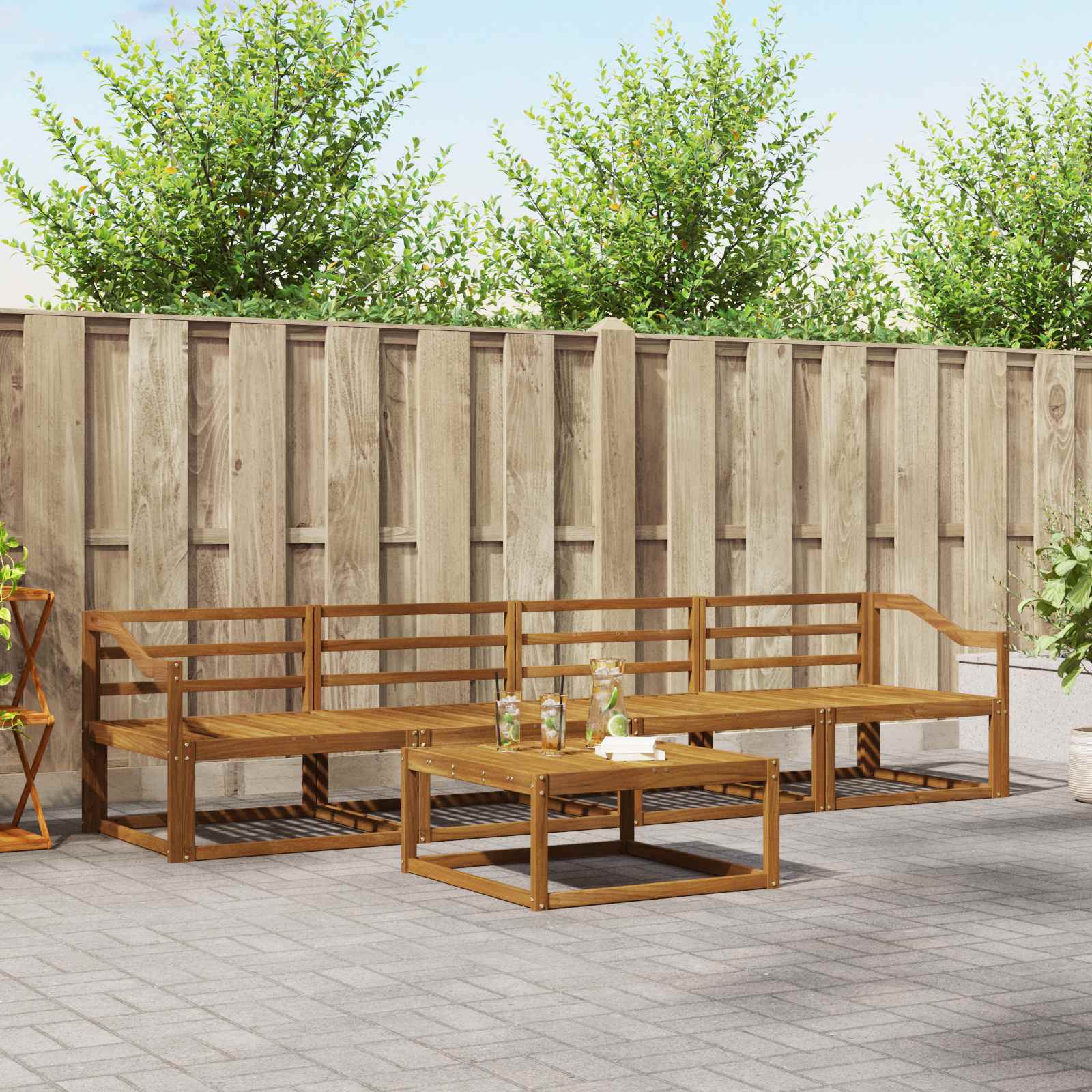 vidaXL Buiten bankenset 5 pcs Naturel Massief Acaciahout