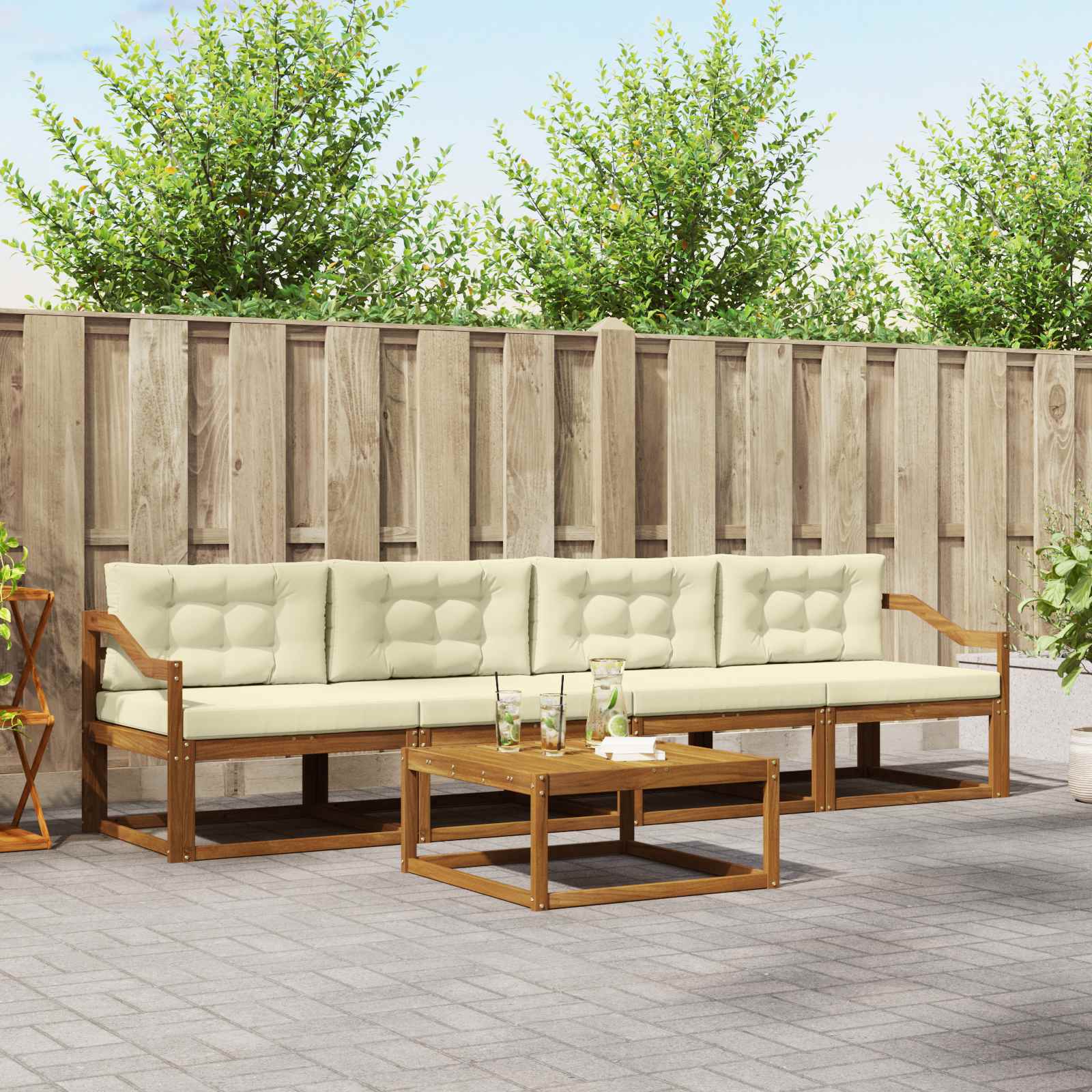 vidaXL Buiten bankenset 5 pcs Naturel Massief Acaciahout