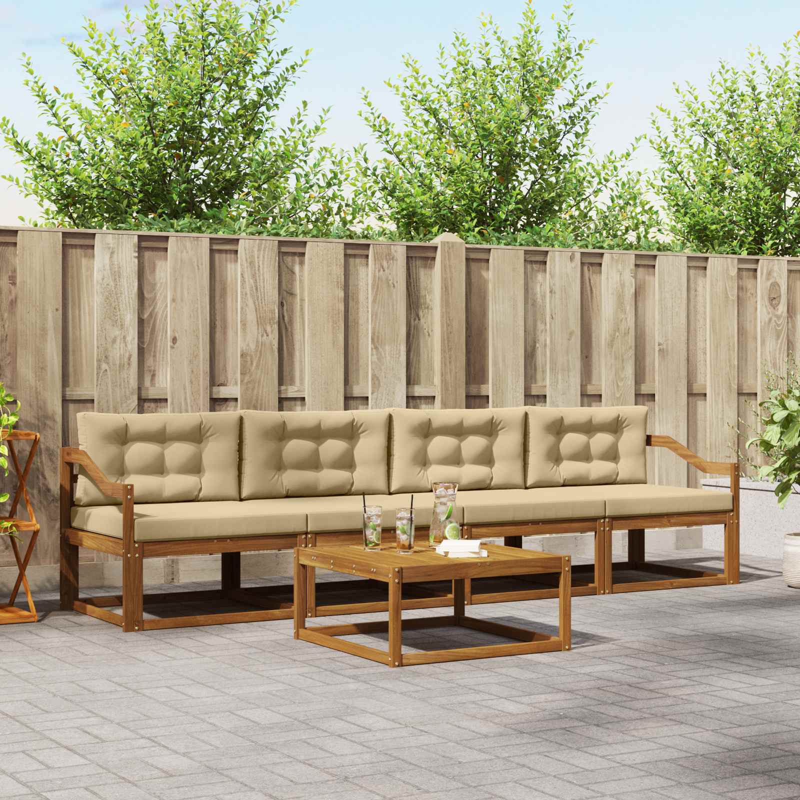 vidaXL Buiten bankenset 5 pcs Naturel Massief Acaciahout