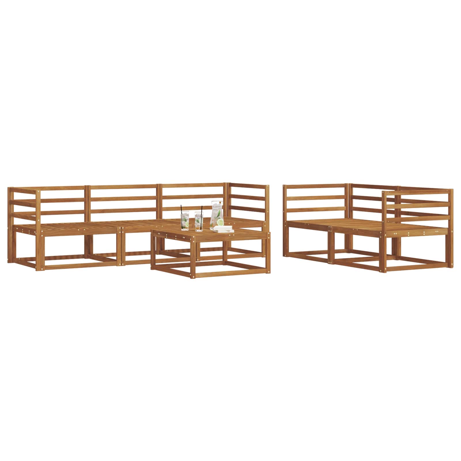 vidaXL Buiten bankenset 6 pcs Naturel Massief Acaciahout
