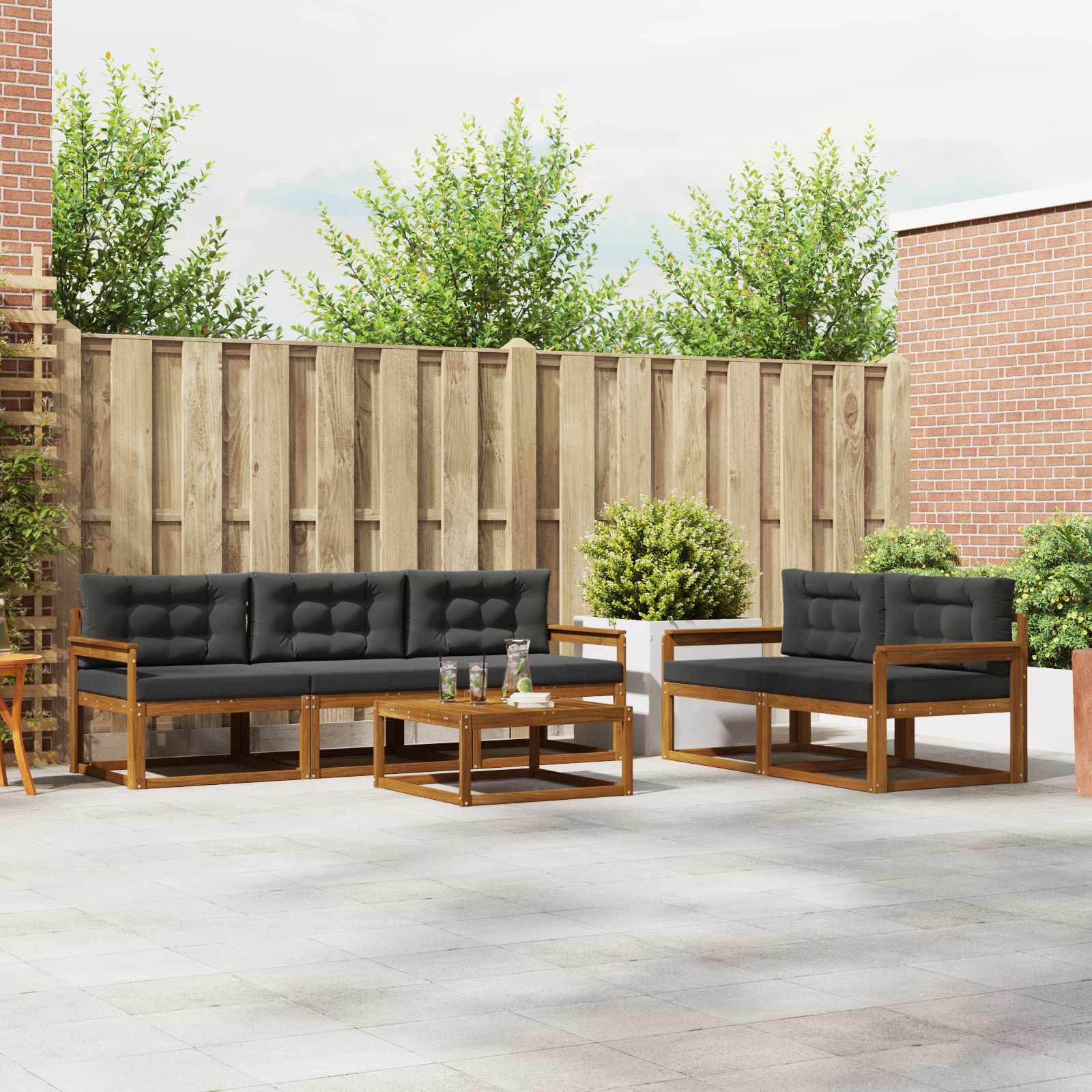 vidaXL Buiten bankenset 6 pcs Naturel Massief Acaciahout