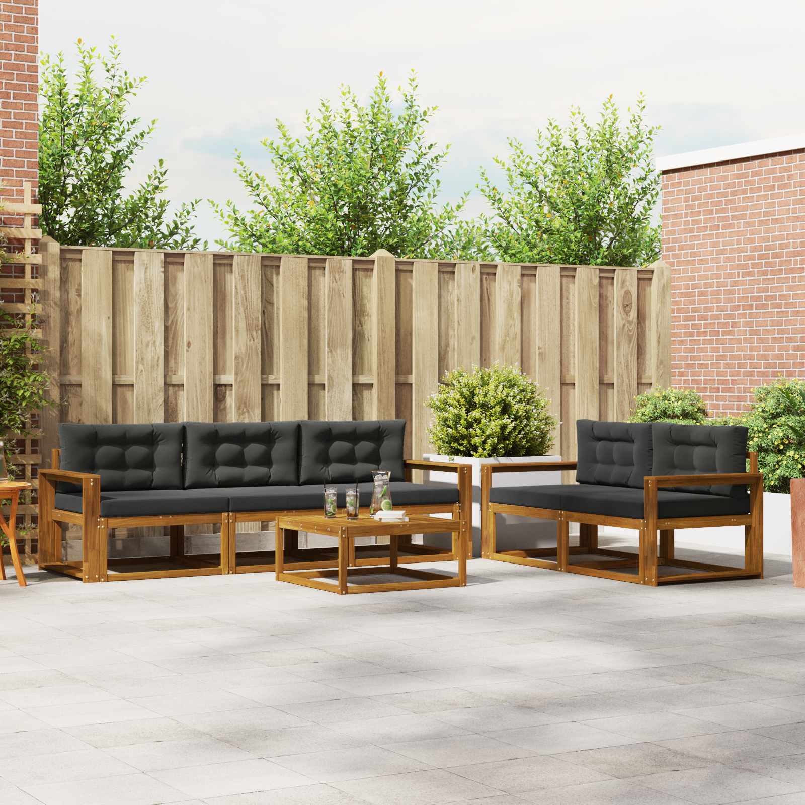 vidaXL Buiten bankenset 6 pcs Naturel Massief Acaciahout