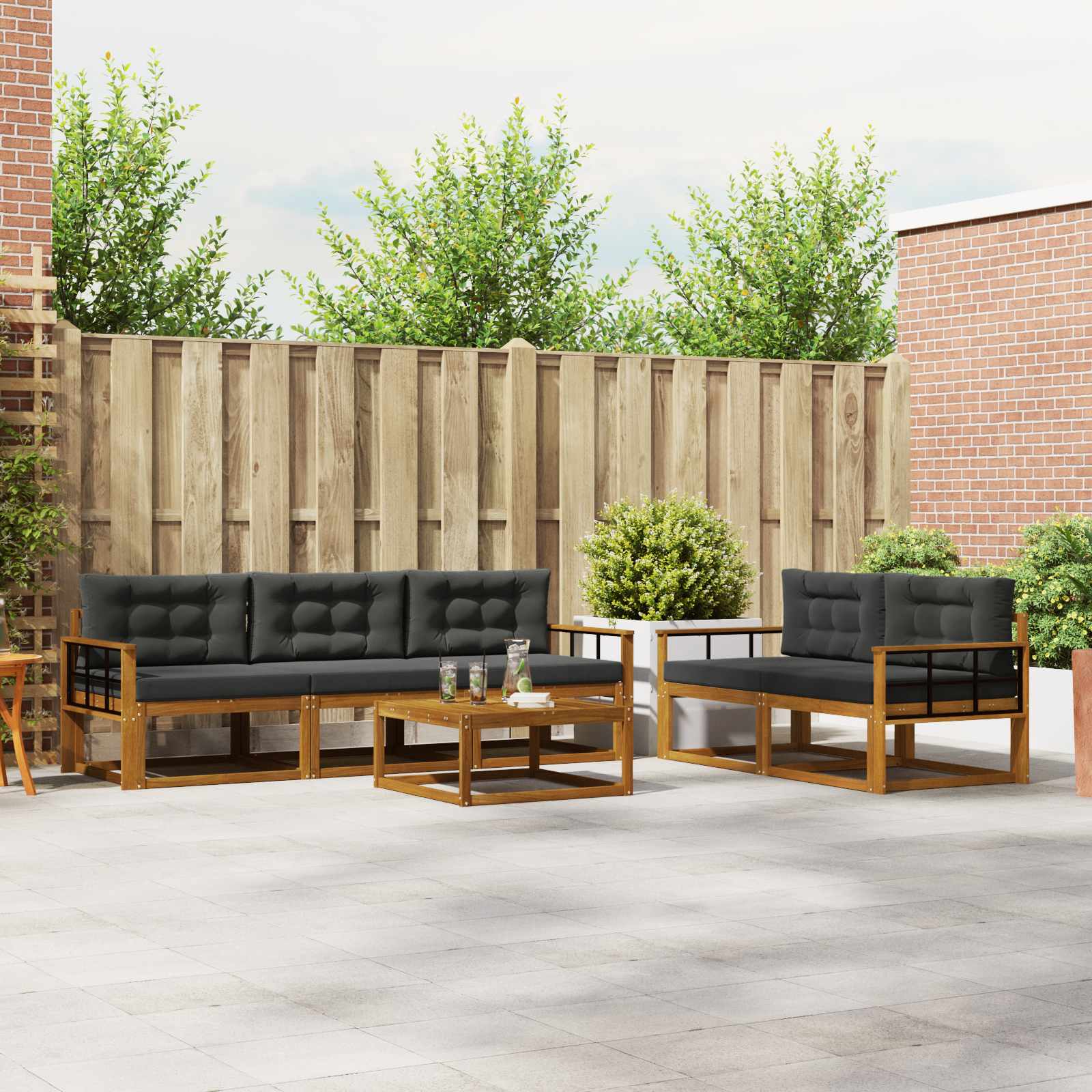 vidaXL Buiten bankenset 6 pcs Naturel Massief Acaciahout