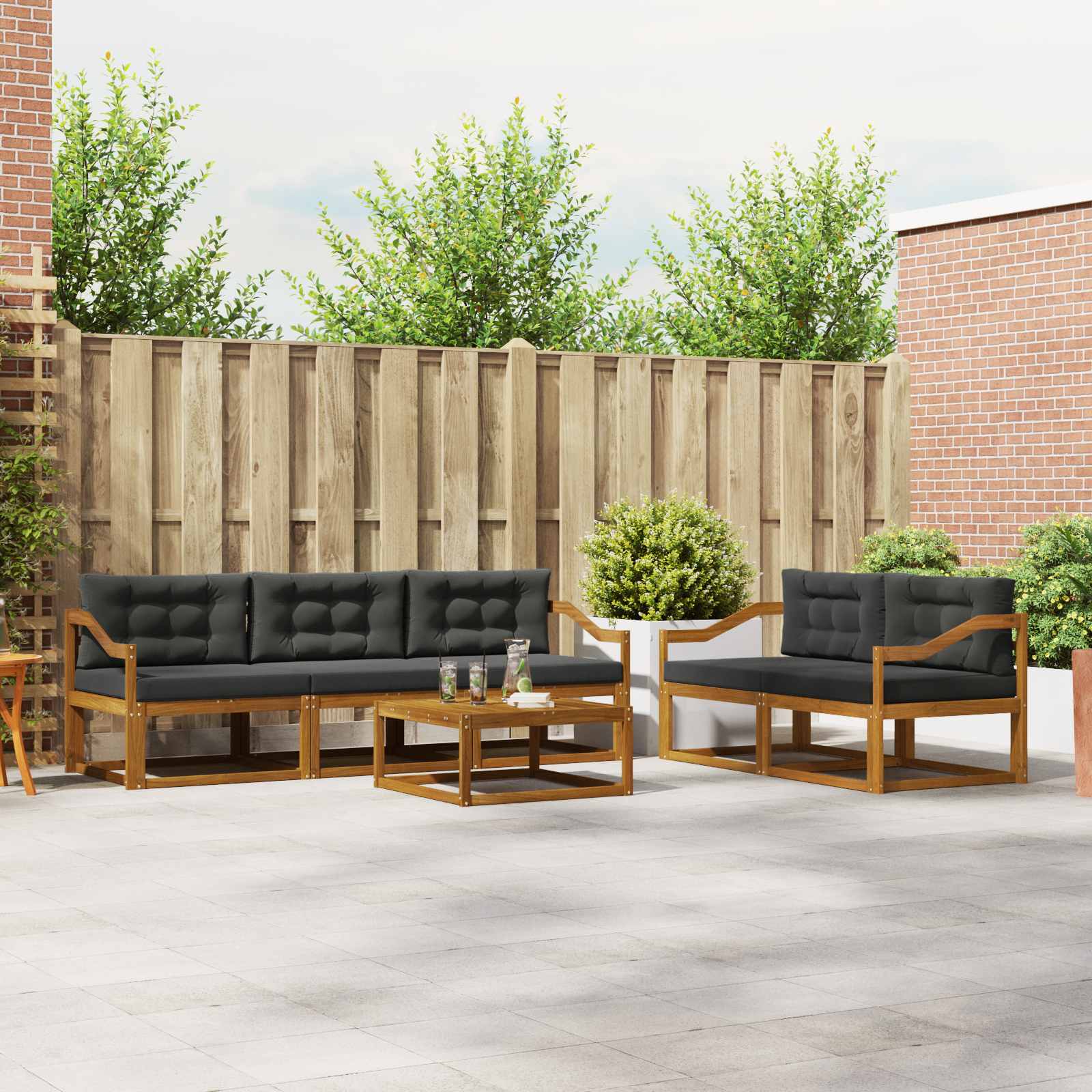 vidaXL Buiten bankenset 6 pcs Naturel Massief Acaciahout
