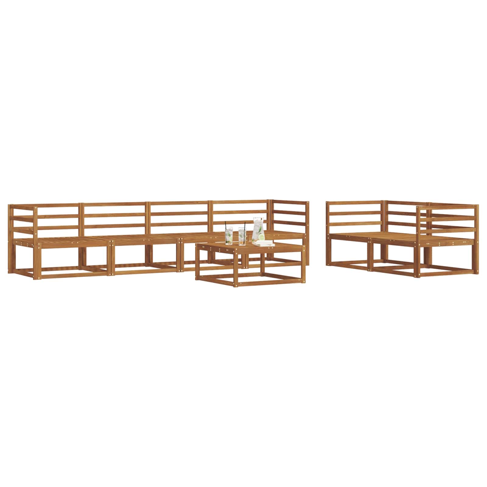vidaXL Buiten bankenset 7 pcs Naturel Massief Acaciahout