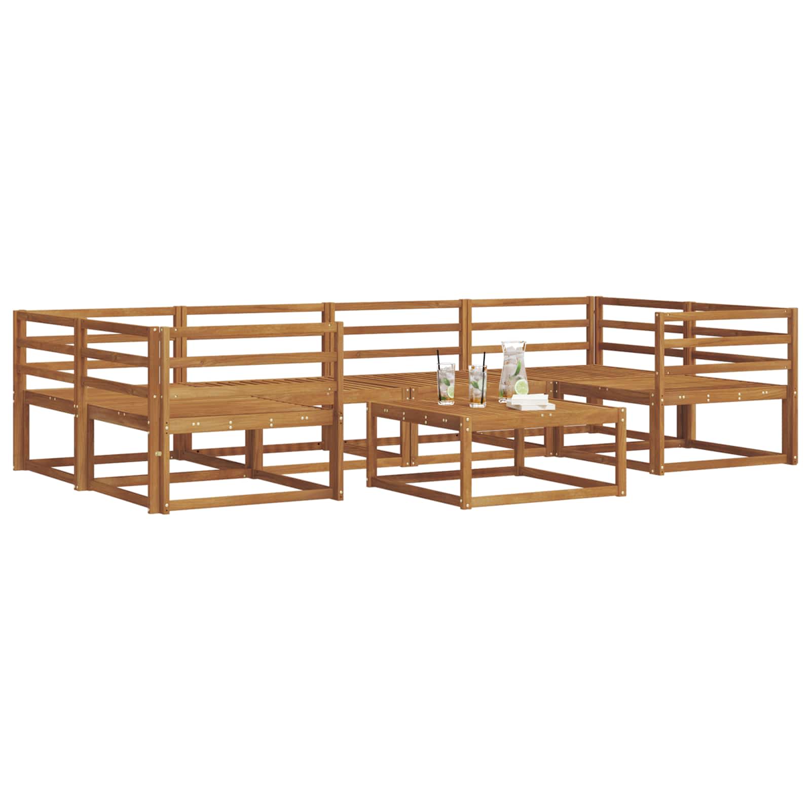 vidaXL Buiten bankenset 7 pcs Naturel Massief Acaciahout