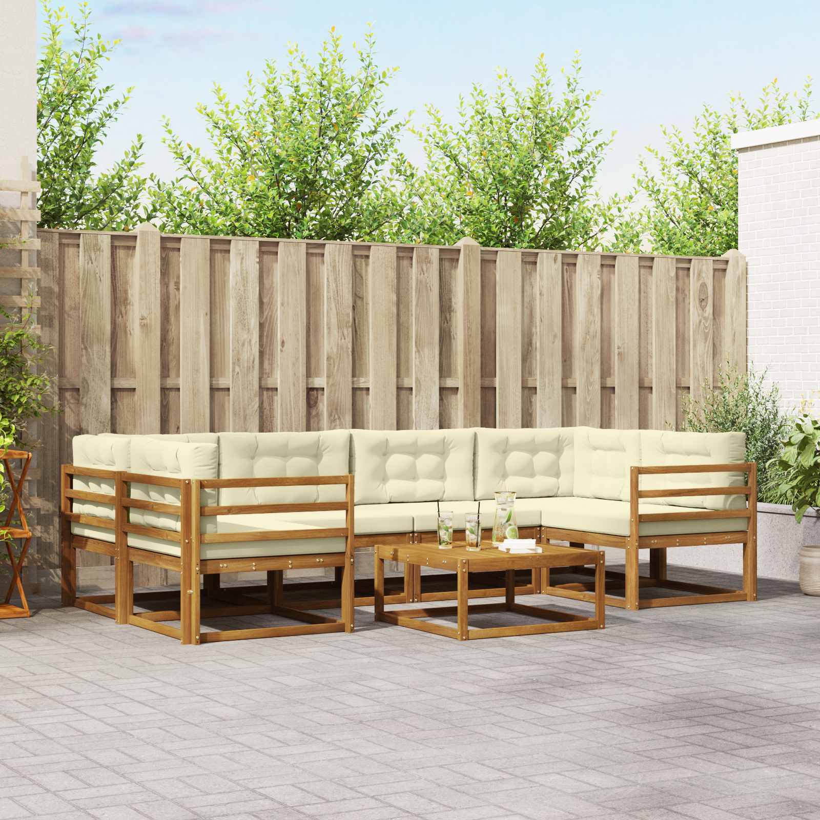vidaXL Buiten bankenset 7 pcs Naturel Massief Acaciahout