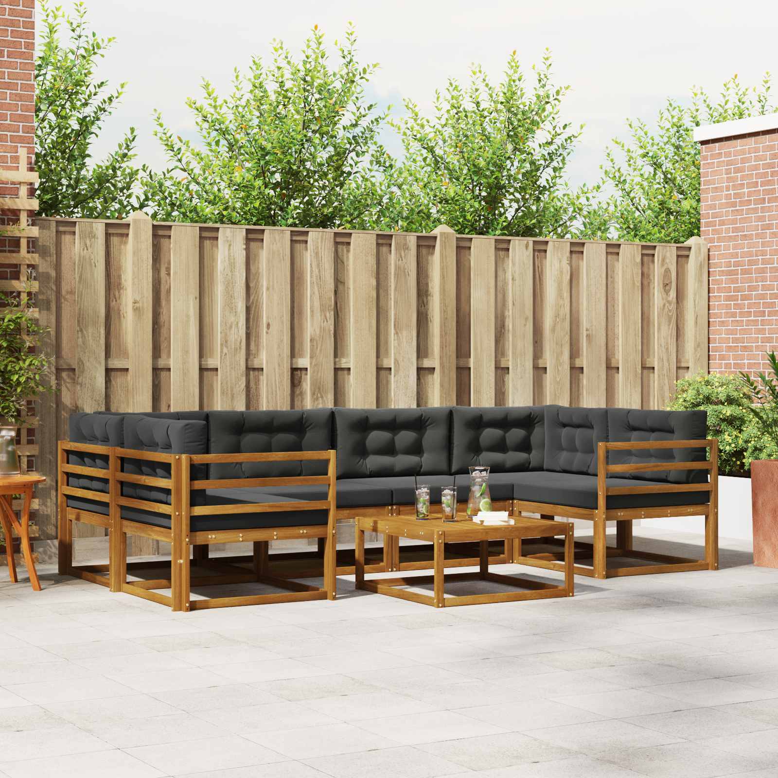 vidaXL Buiten bankenset 7 pcs Naturel Massief Acaciahout