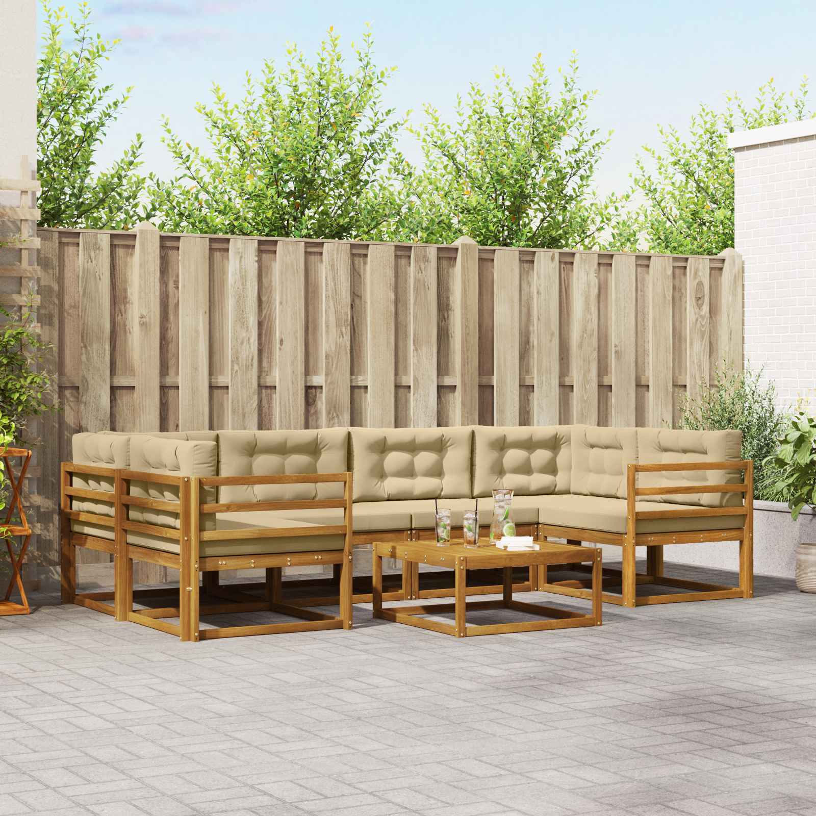 vidaXL Buiten bankenset 7 pcs Naturel Massief Acaciahout