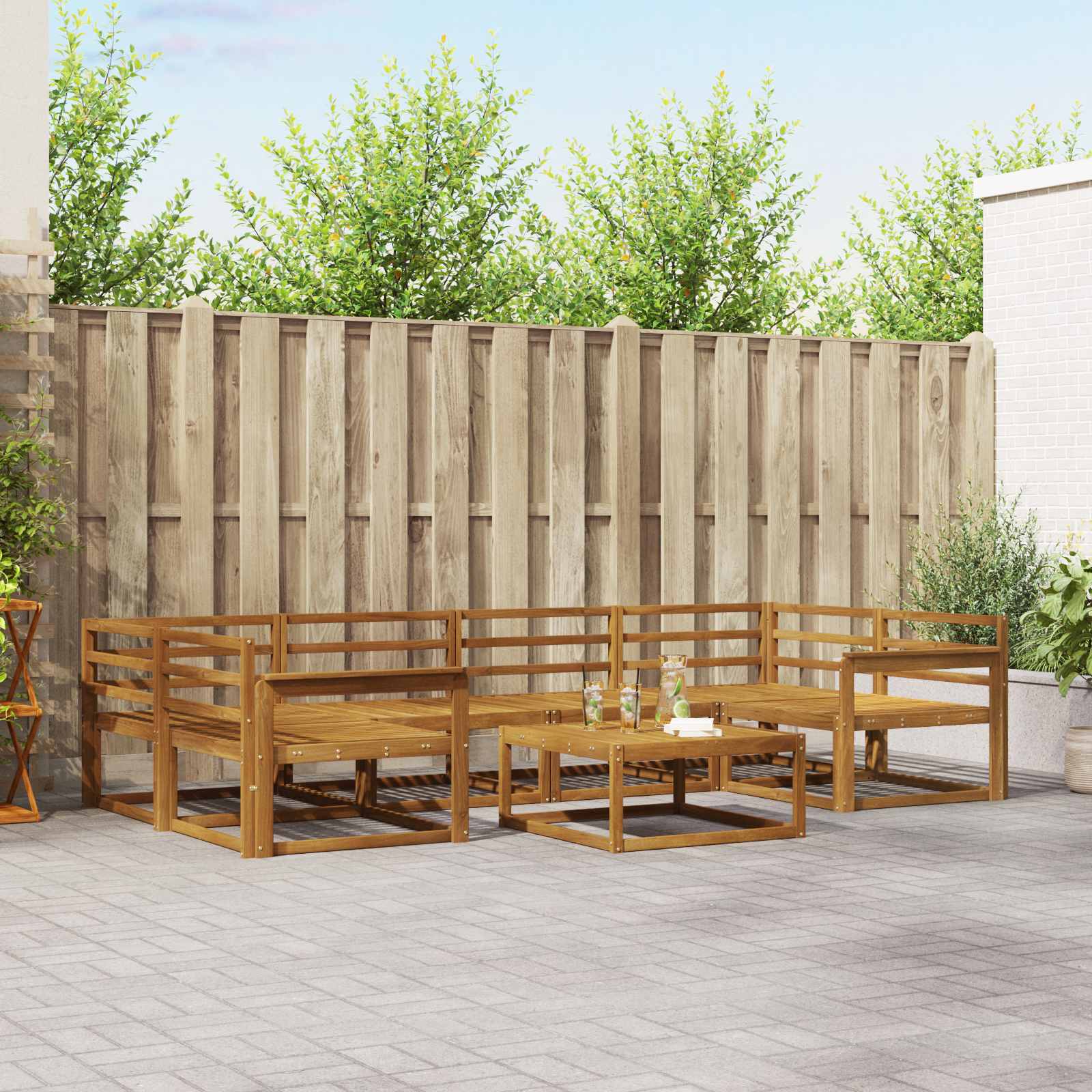 vidaXL Buiten bankenset 7 pcs Naturel Massief Acaciahout