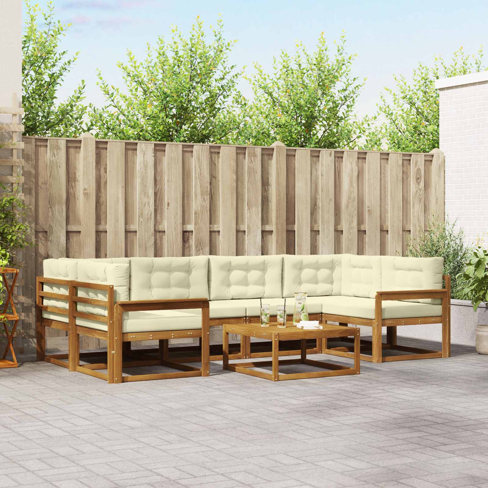 vidaXL Buiten bankenset 7 pcs Naturel Massief Acaciahout
