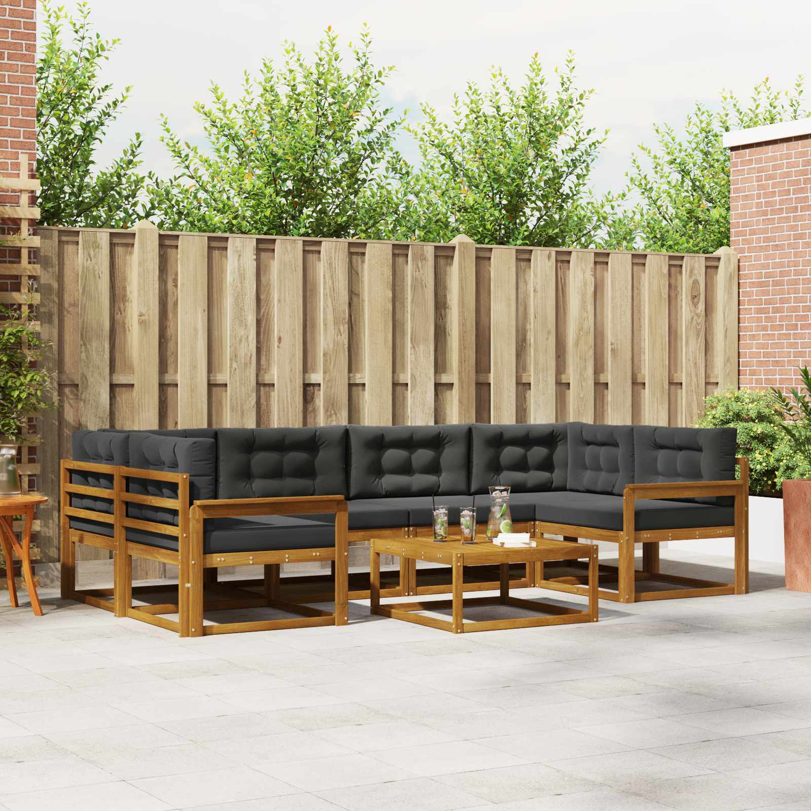 vidaXL Buiten bankenset 7 pcs Naturel Massief Acaciahout