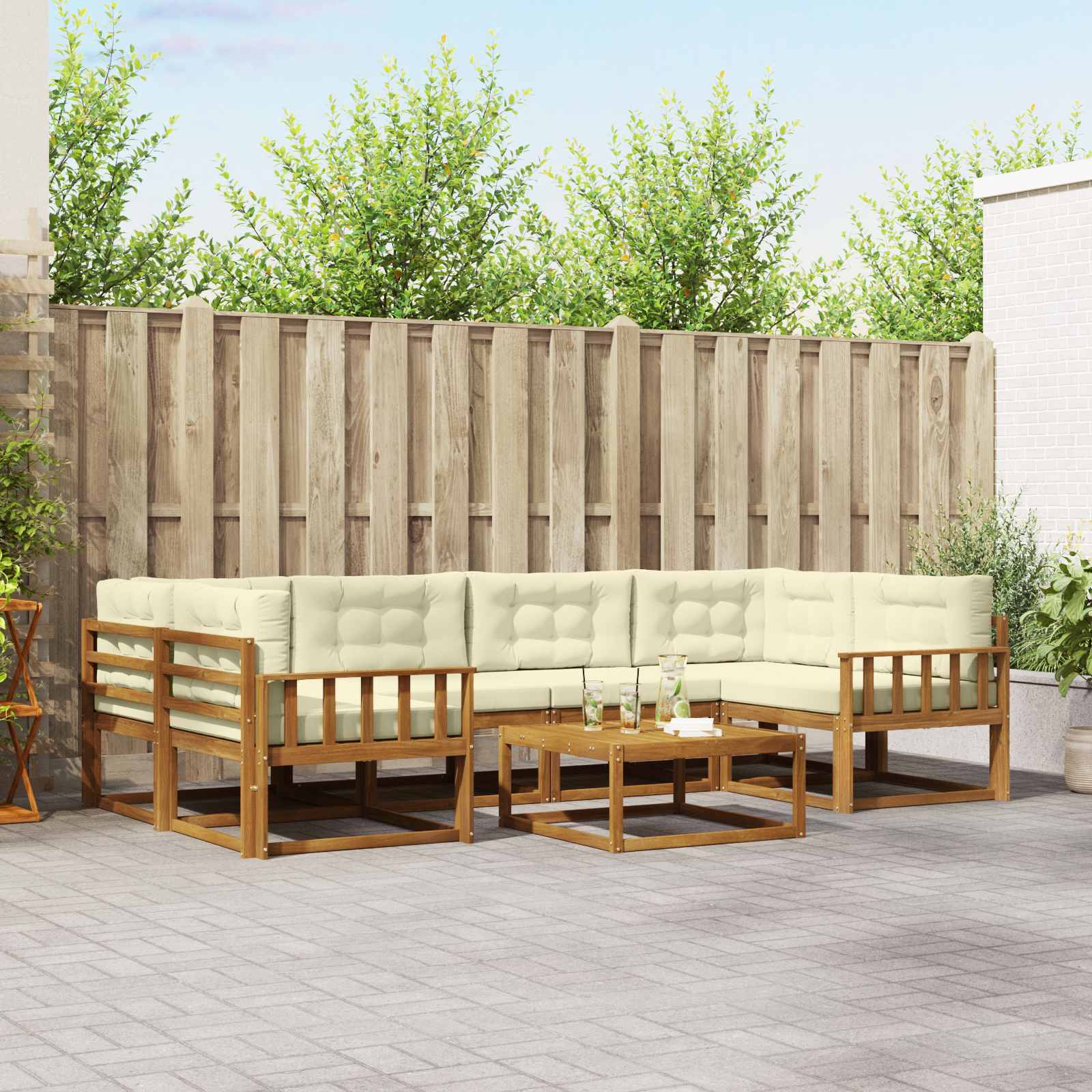vidaXL Buiten bankenset 7 pcs Naturel Massief Acaciahout