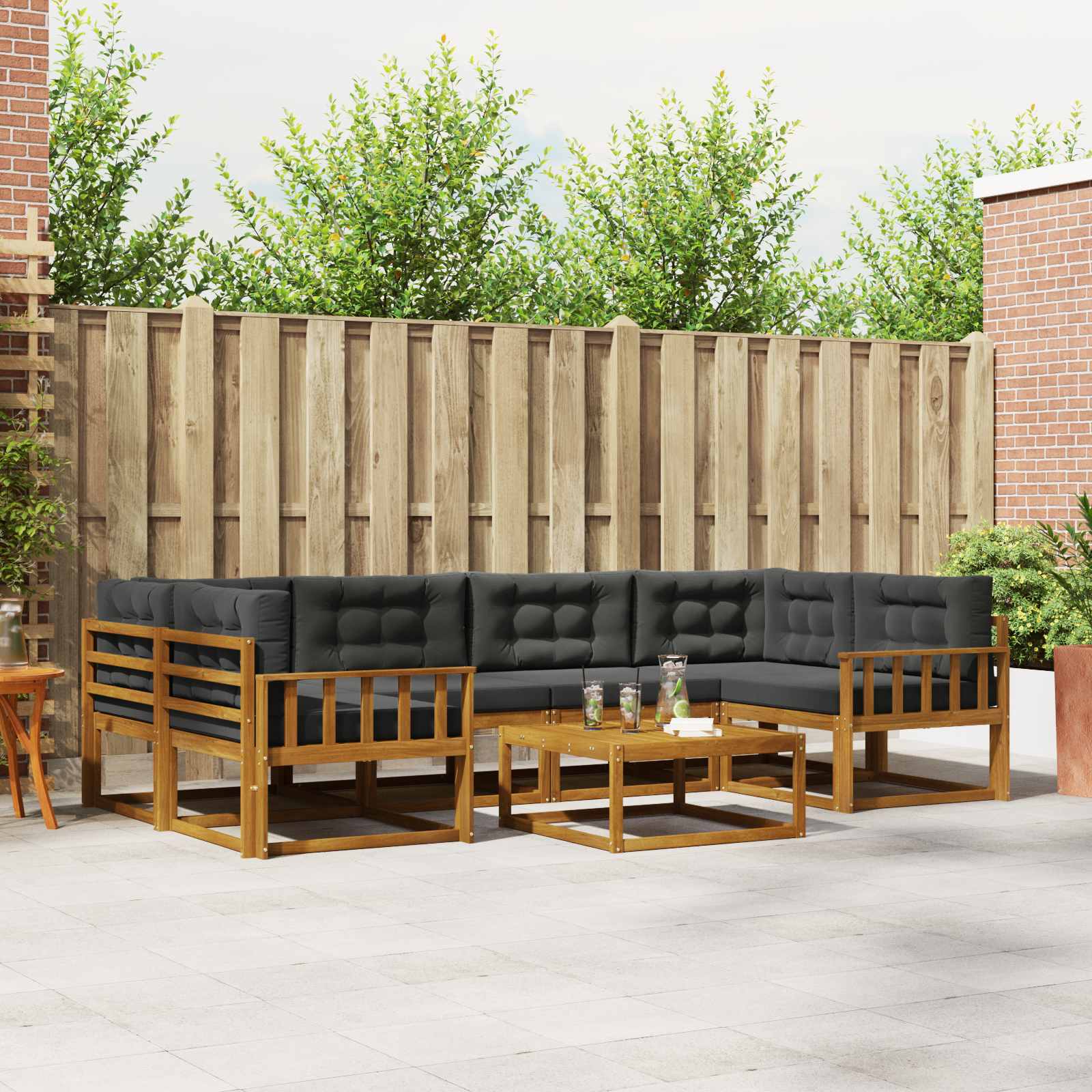 vidaXL Buiten bankenset 7 pcs Naturel Massief Acaciahout