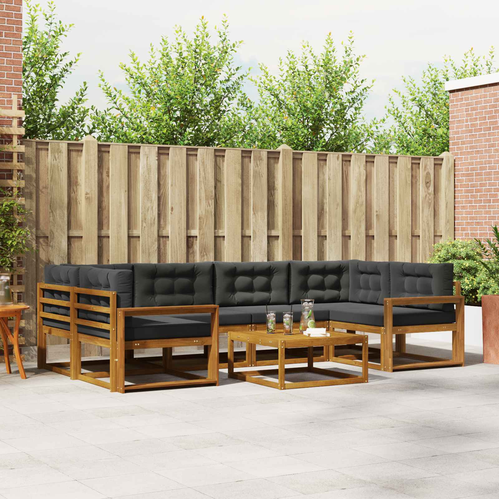 vidaXL Buiten bankenset 7 pcs Naturel Massief Acaciahout