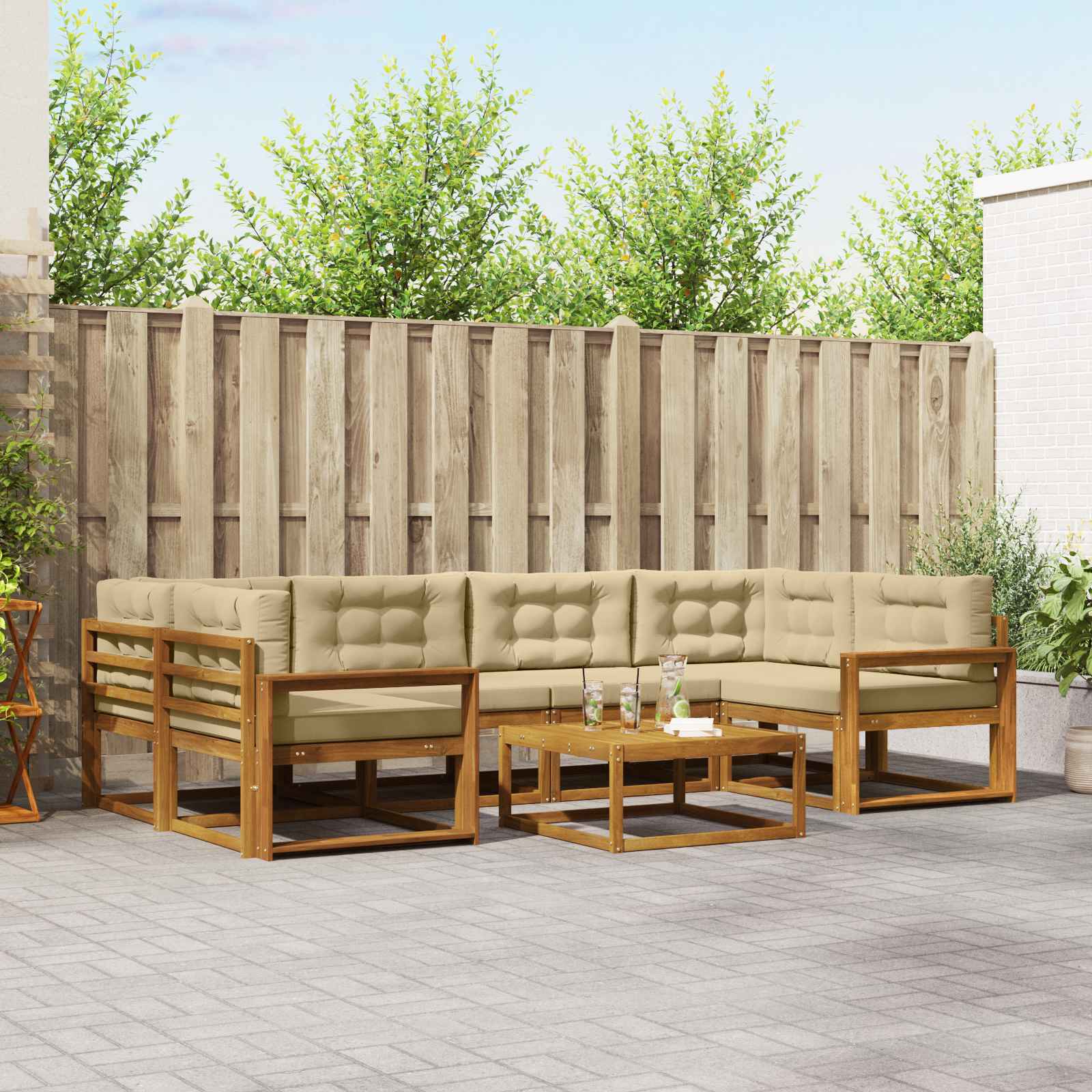 vidaXL Buiten bankenset 7 pcs Naturel Massief Acaciahout