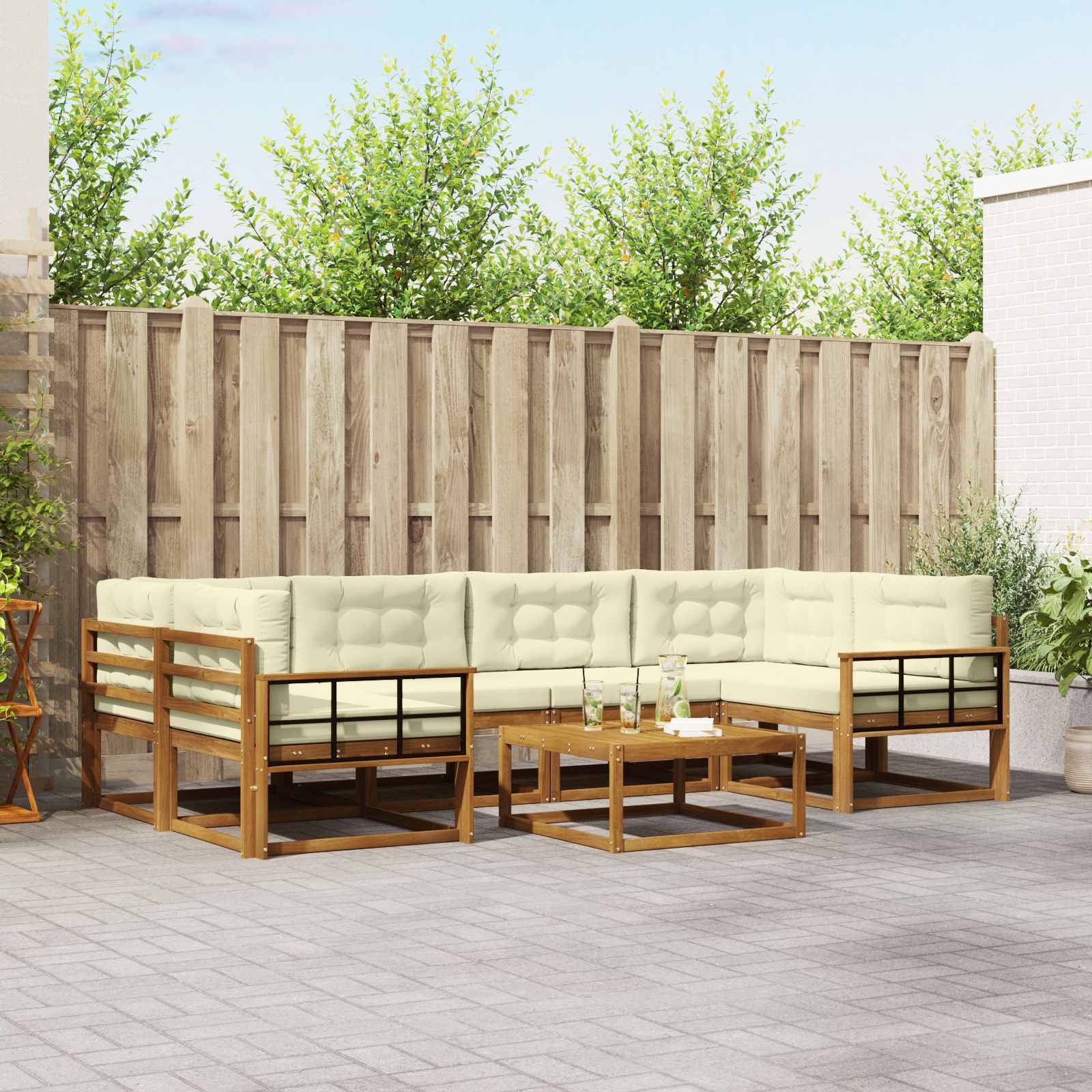 vidaXL Buiten bankenset 7 pcs Naturel Massief Acaciahout