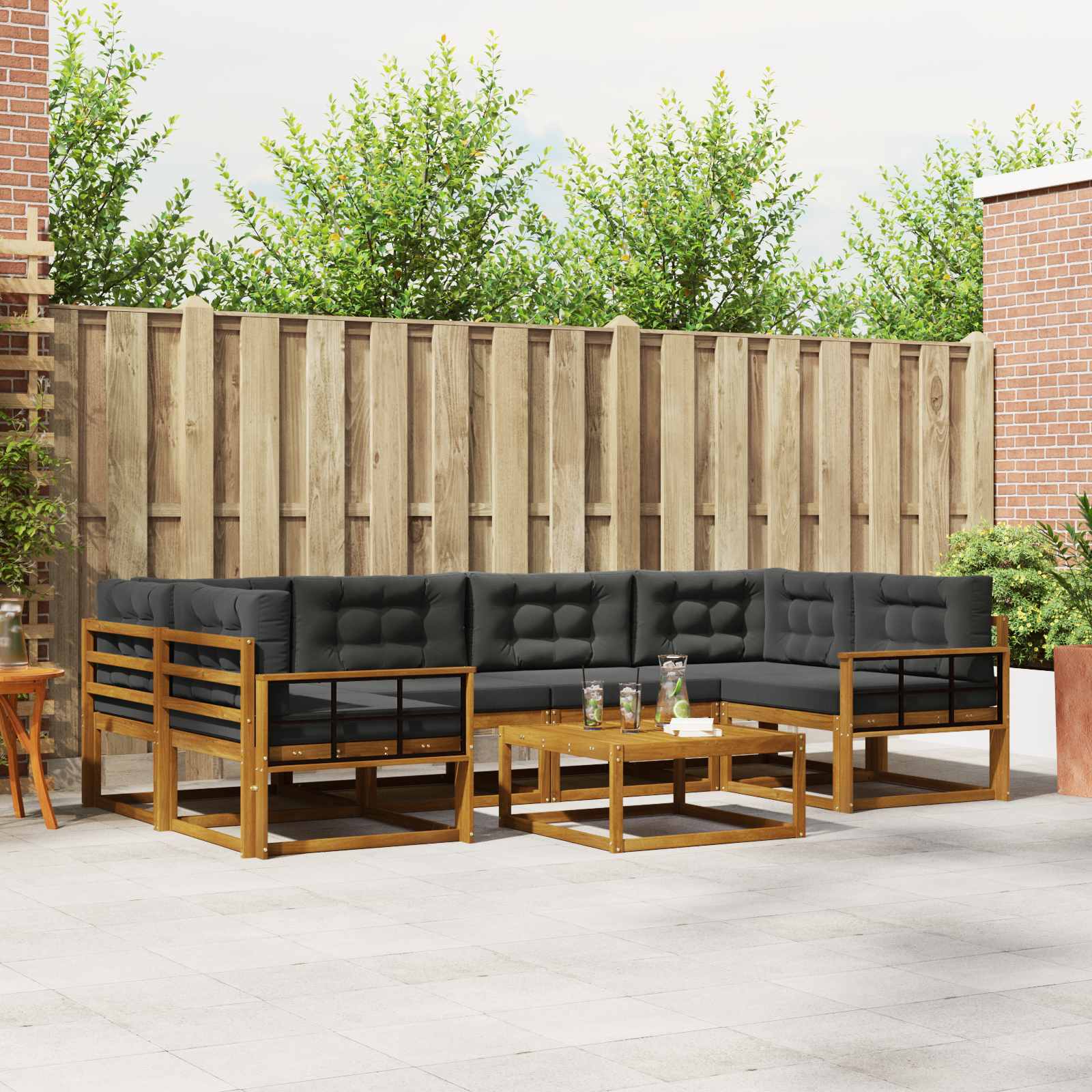 vidaXL Buiten bankenset 7 pcs Naturel Massief Acaciahout