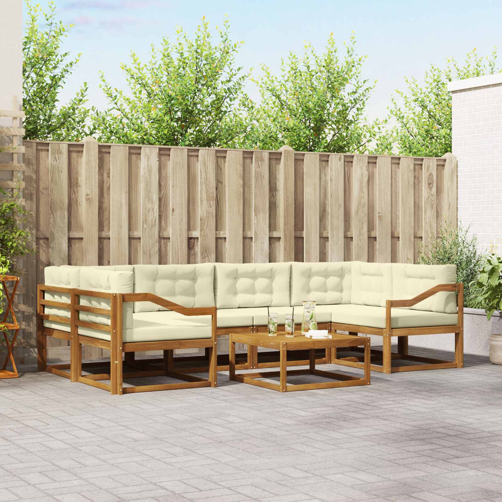 vidaXL Buiten bankenset 7 pcs Naturel Massief Acaciahout