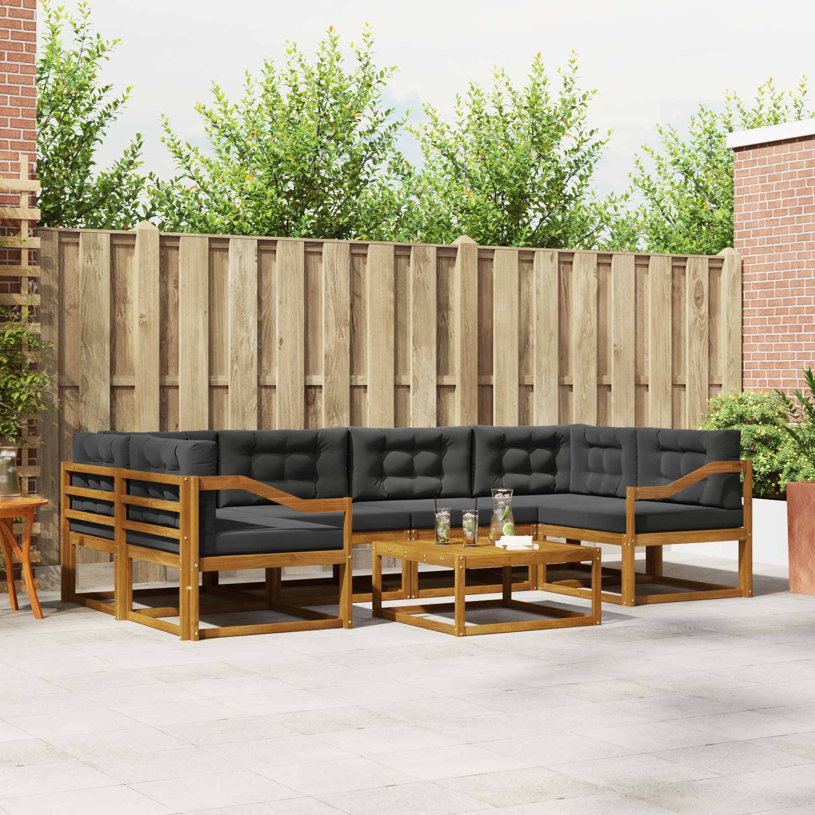 vidaXL Buiten bankenset 7 pcs Naturel Massief Acaciahout