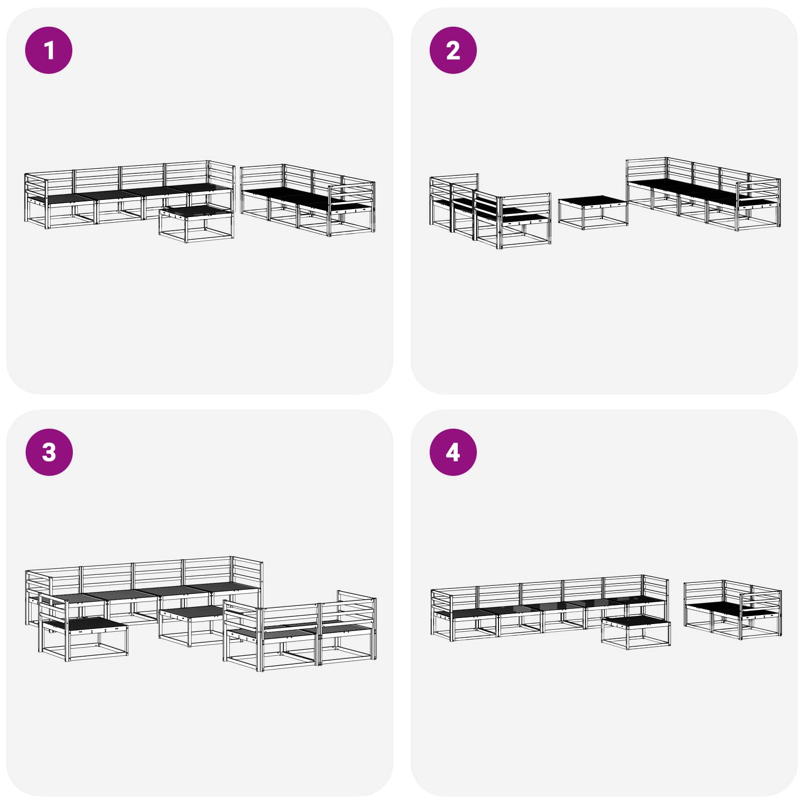 vidaXL Buiten bankenset 8 pcs Naturel Massief Acaciahout
